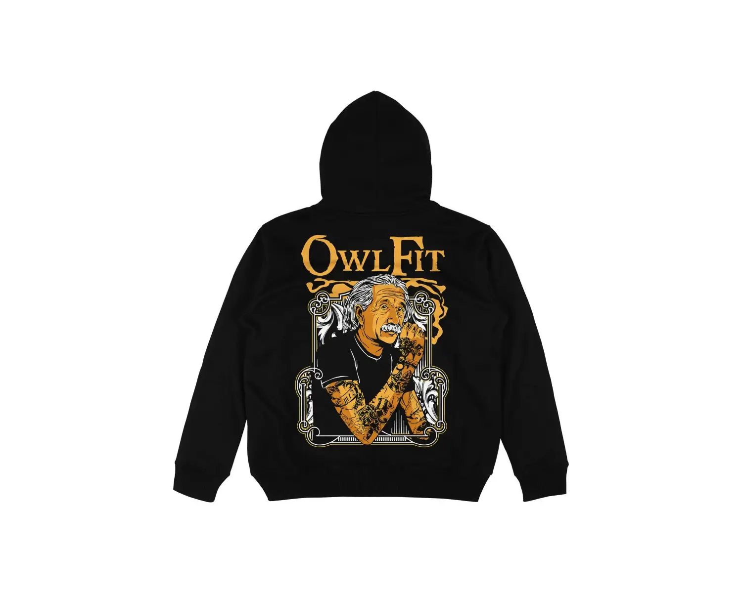 Einstein Siyah Oversize Unisex Kapüşonlu Sweatshirt Hoodie