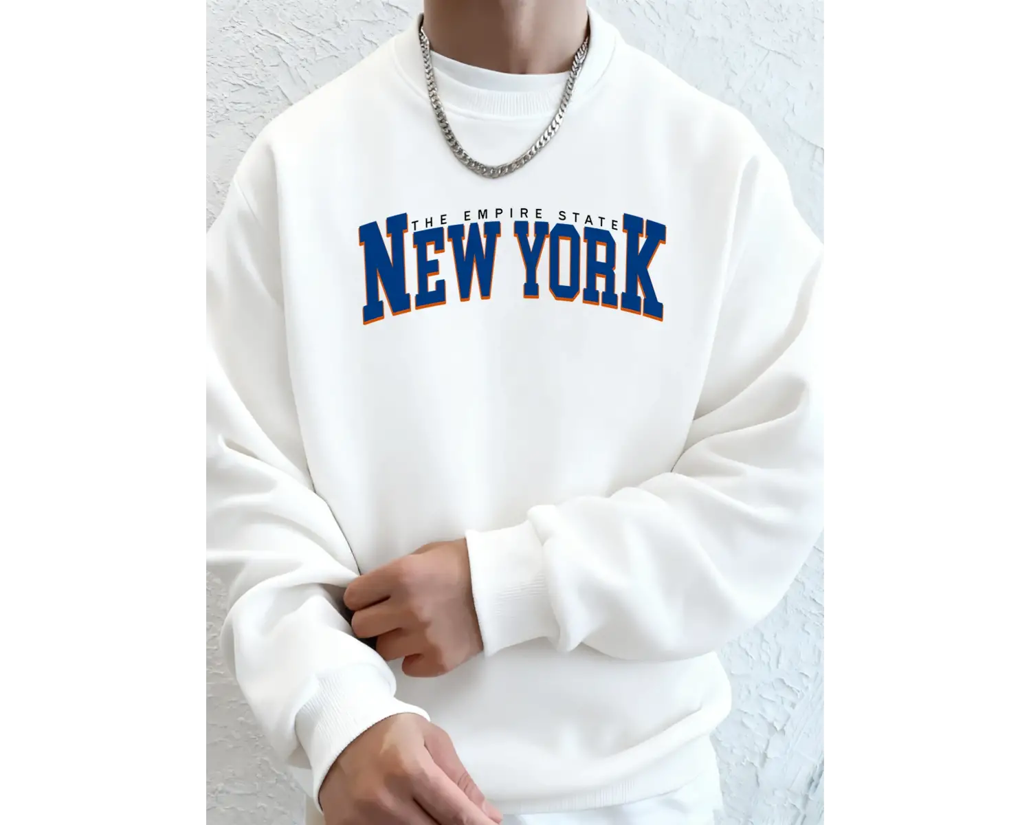 Empire State New York Print Man Polar Cepli Kapüşonlu Üst Sokak Sporları Tişörtü O-Yaka Günlü