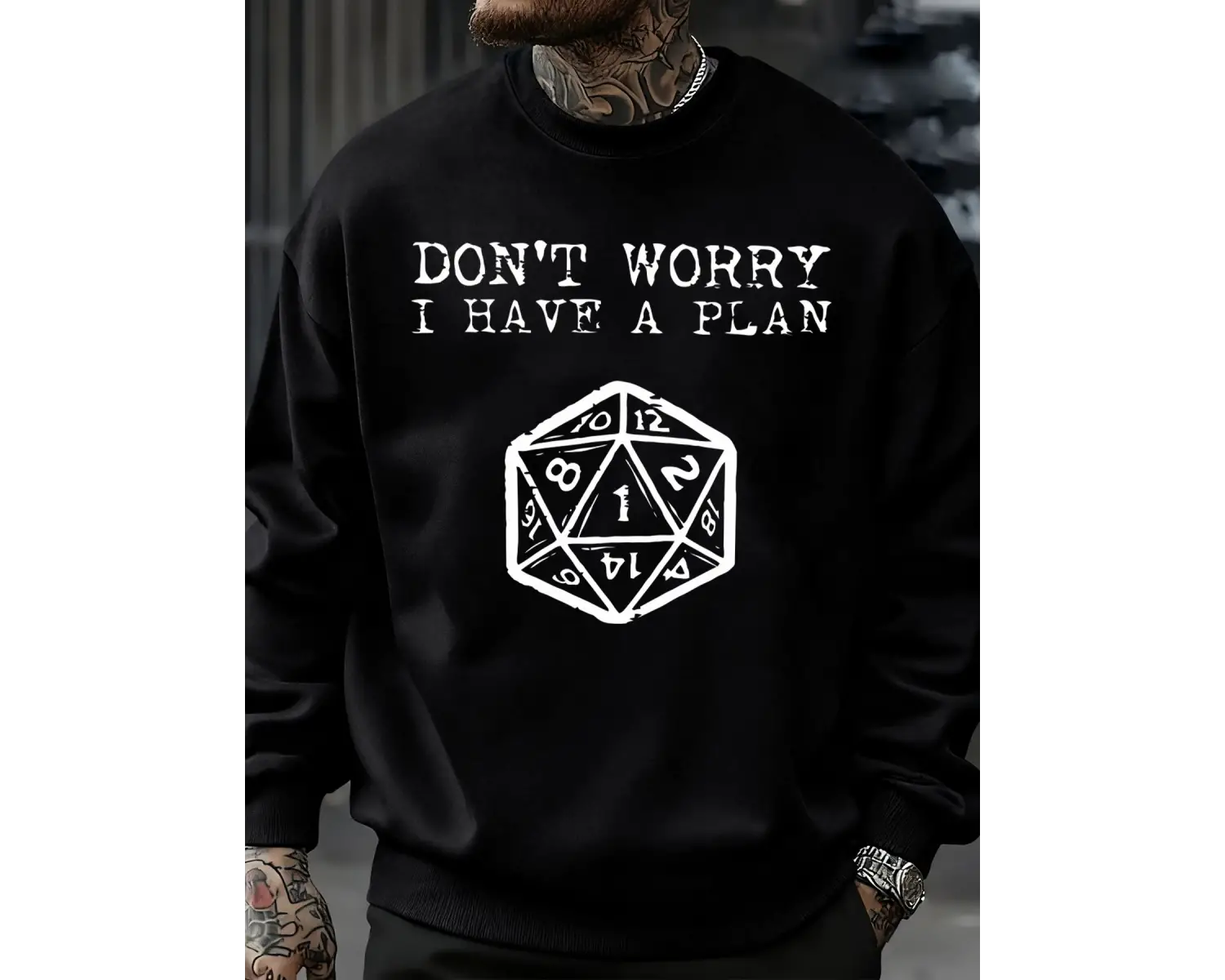 Endişelenmeyin, bir planım var desenli erkek sweatshirt yaratıcı polar streetwear moda kıyafe