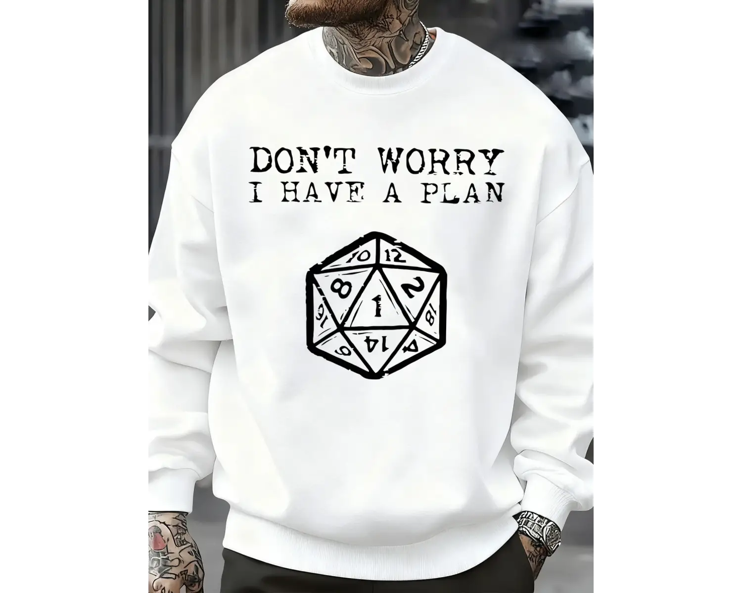 Endişelenmeyin, bir planım var desenli erkek sweatshirt yaratıcı polar streetwear moda kıyafe