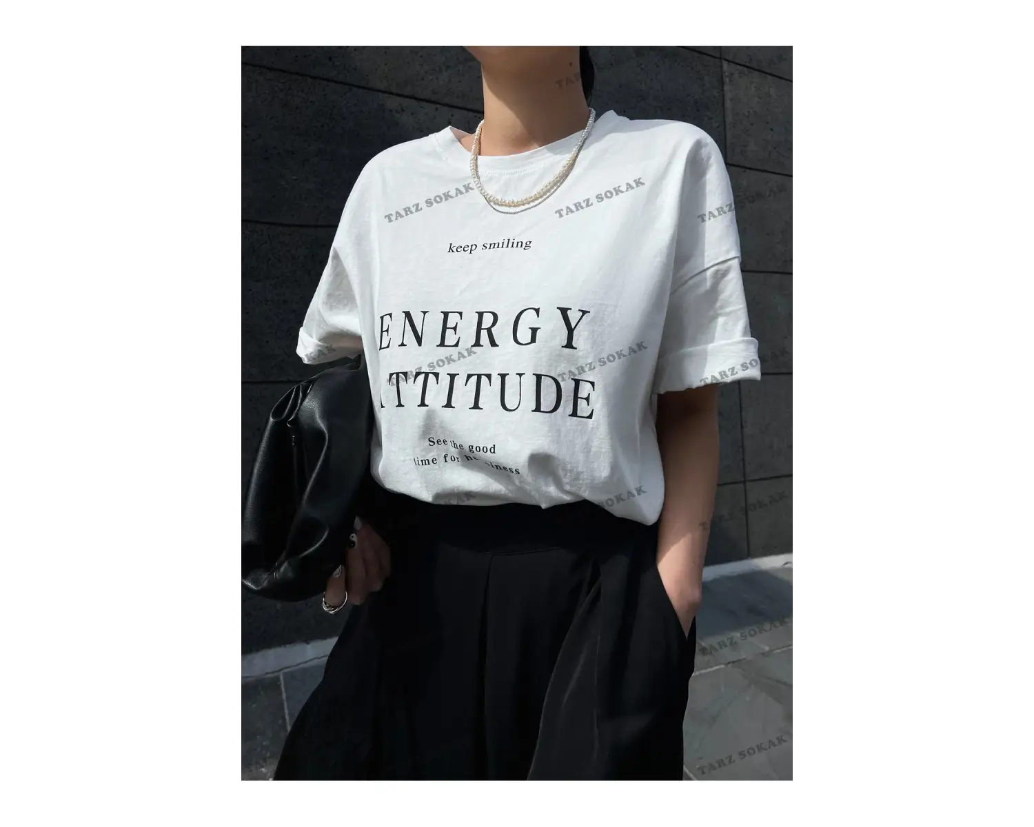 Energy Baskılı Oversize Kalıp Unisex T-shirt