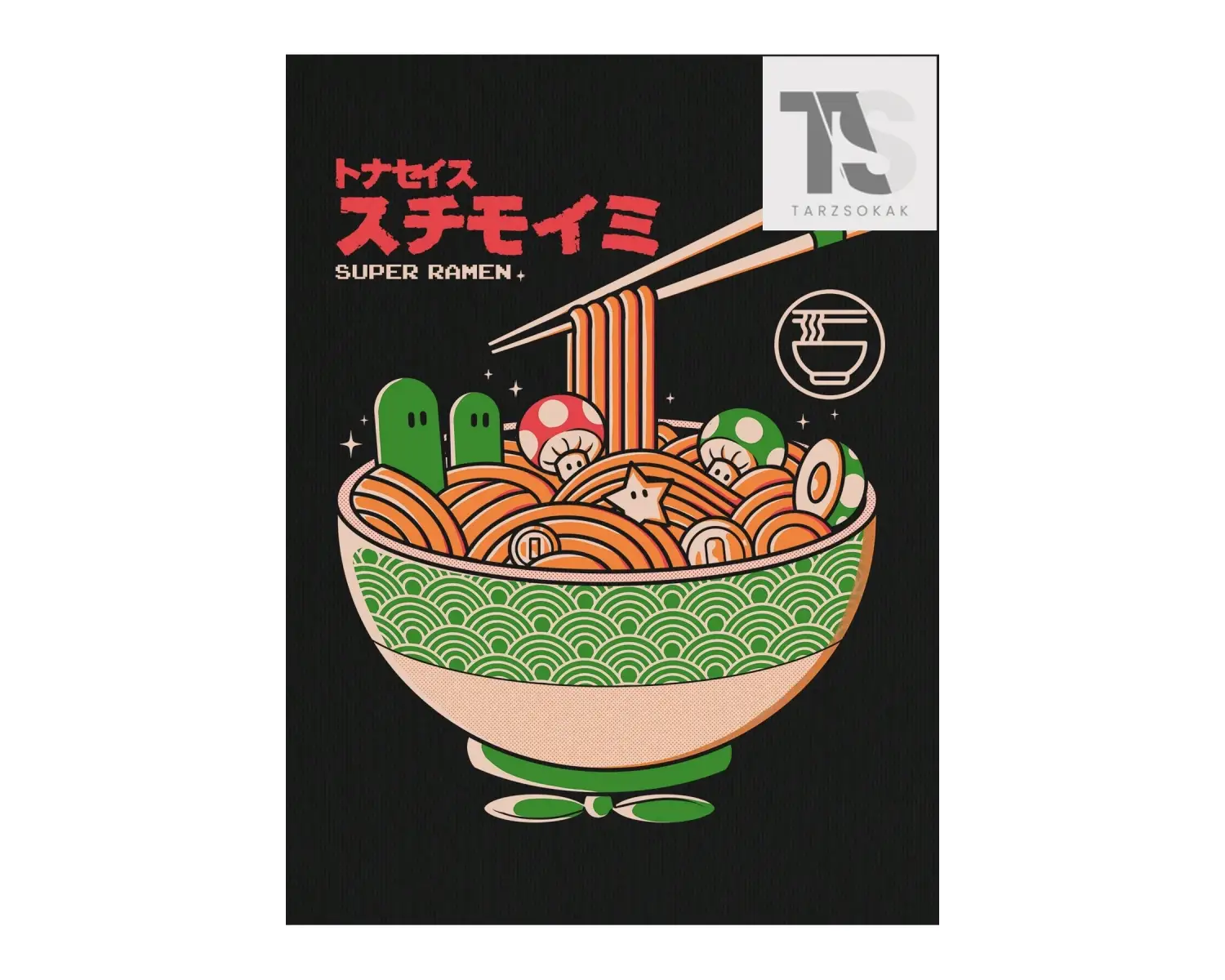 Eoli Studio Erkek Japon Harfli ve Karikatür Grafikli Tişört