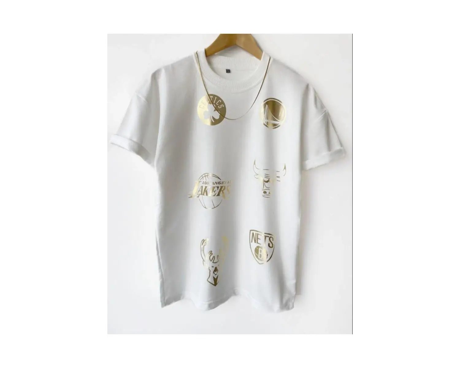 Erkek Beyaz Basketbol Tasarım Baskılı Oversize Bisiklet Yaka T-shirt