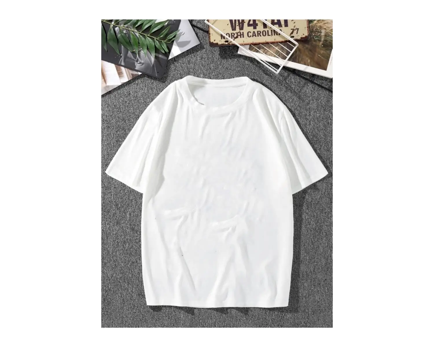 Erkek Beyaz Japon Balığı Sırt Baskılı Oversize Tişört