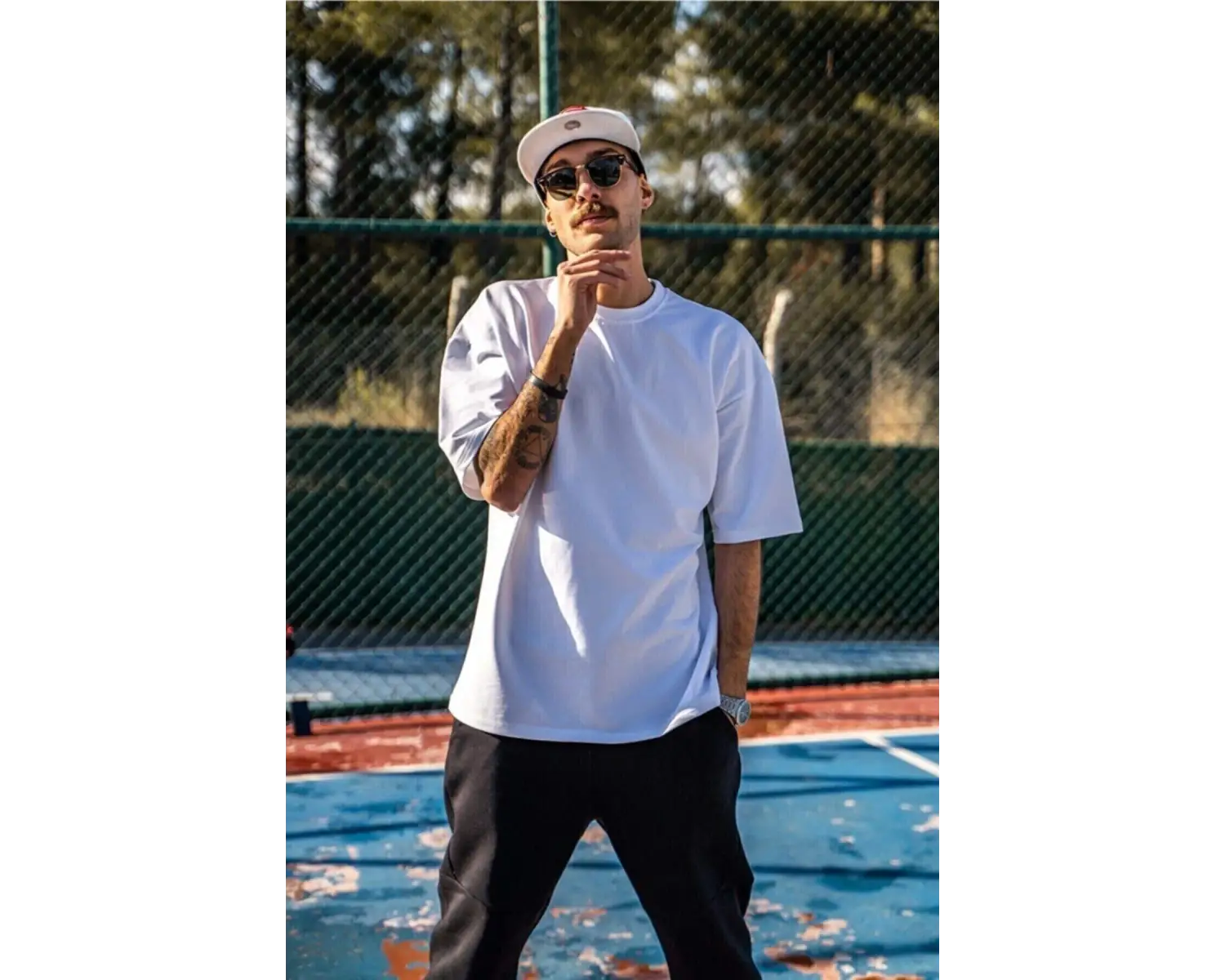 Erkek Beyaz Oversize T-shirt