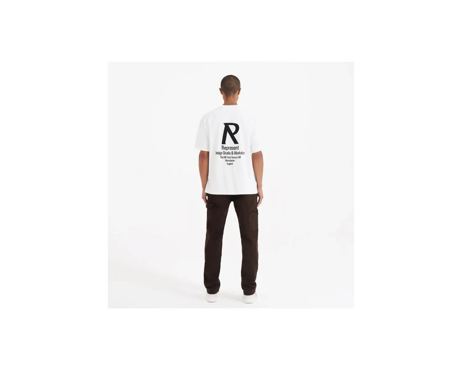 Erkek Beyaz Represent Baskılı Bisiklet Yaka Tshirt