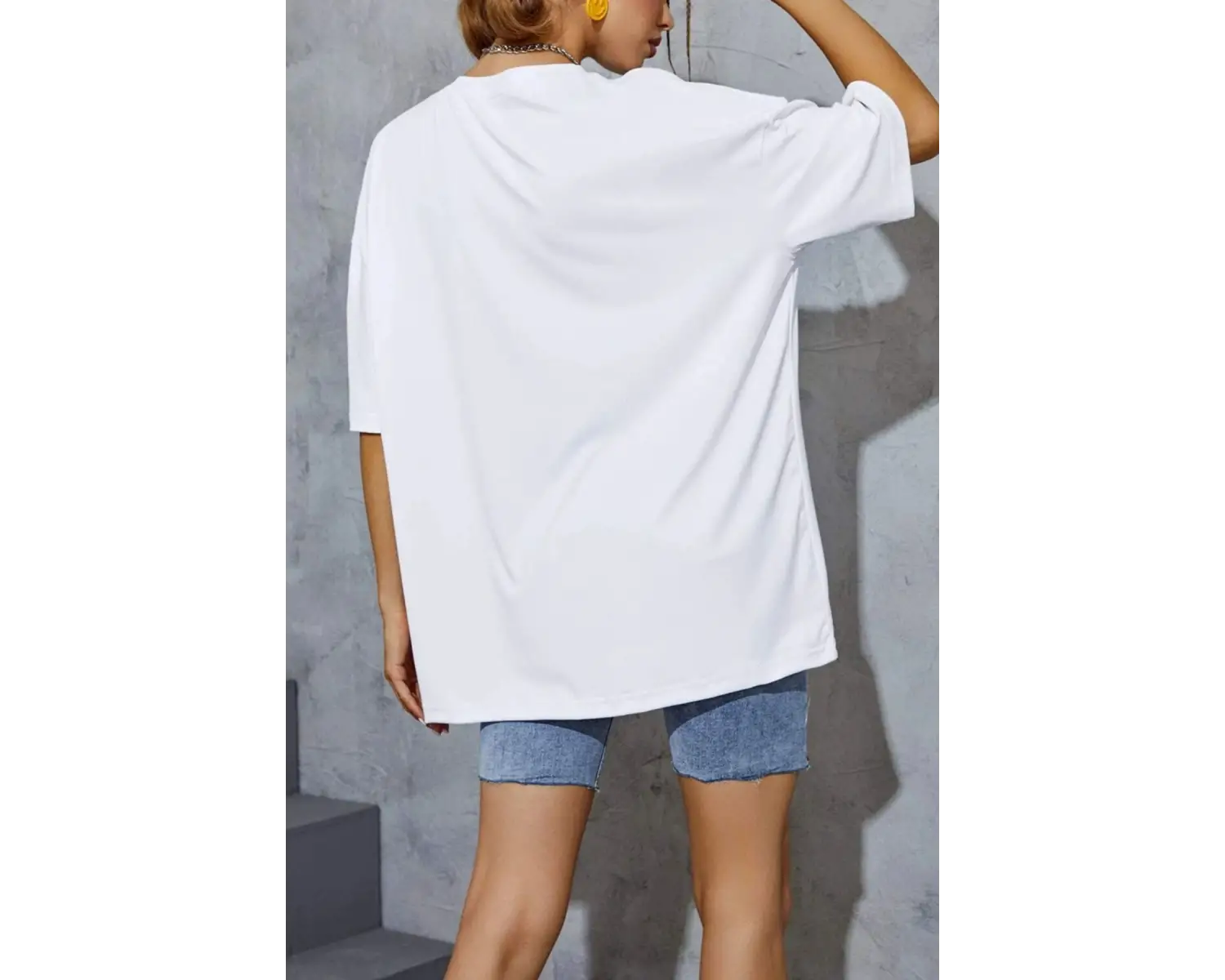 Erkek Bisiklet Yaka Oversize Kısa Kollu