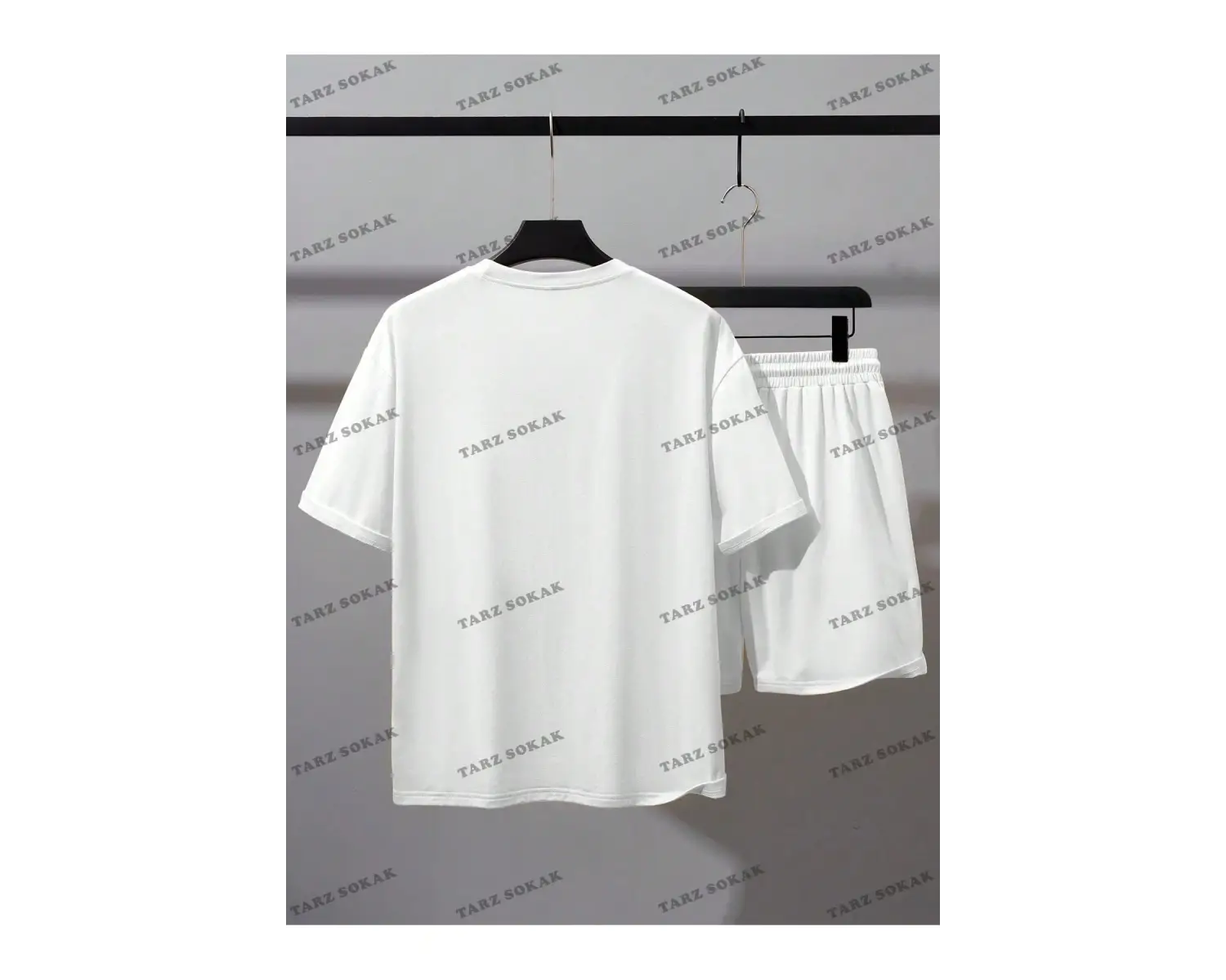 Erkek Bol Kesim Rahat Tişört Ve Şort Takım Harfli Baskılı