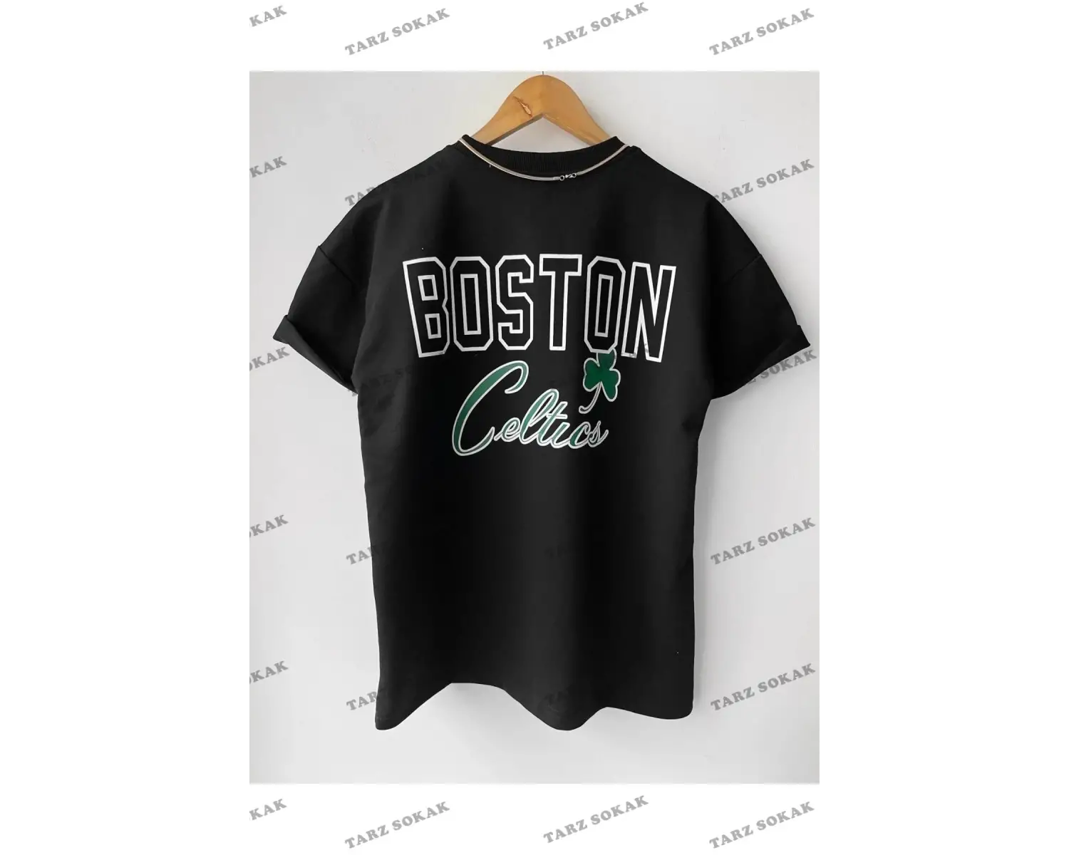 Erkek Celtic Baskılı Pamuklu Bisiklet Yaka Kısa Kollu Oversize