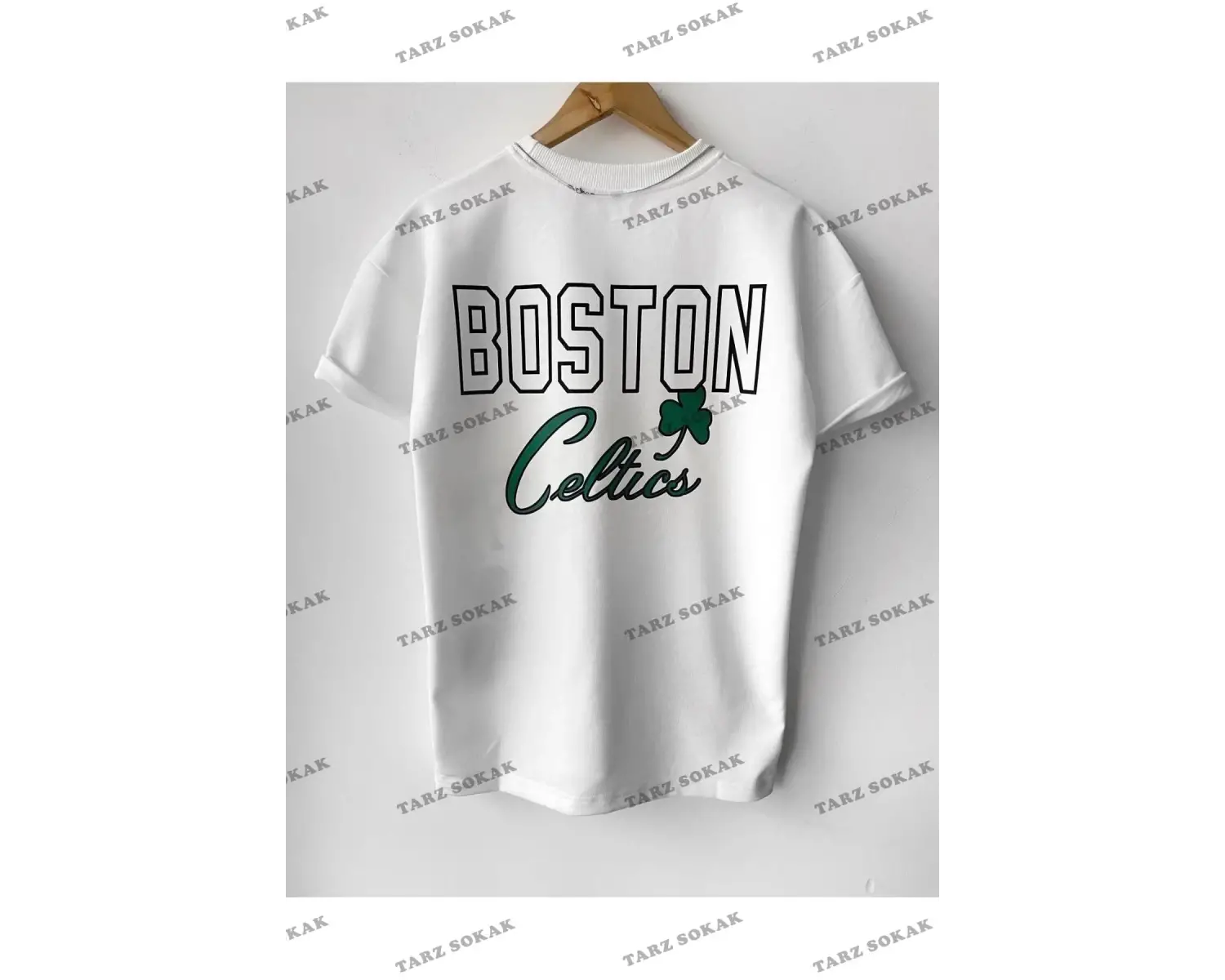 Erkek Celtic Baskılı Pamuklu Bisiklet Yaka Kısa Kollu Oversize