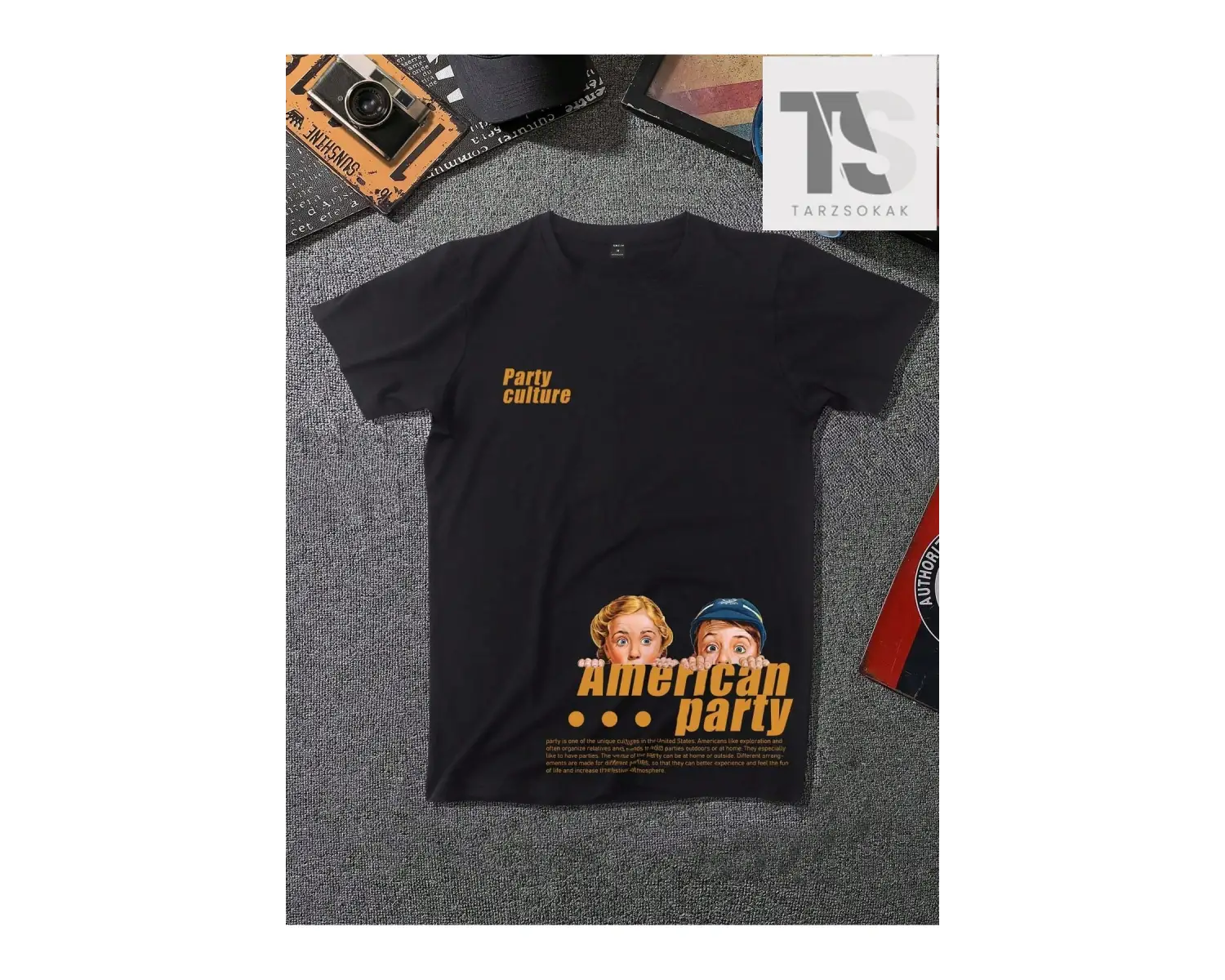 Erkek Figürlü ve Sloganlı Grafik Tişört