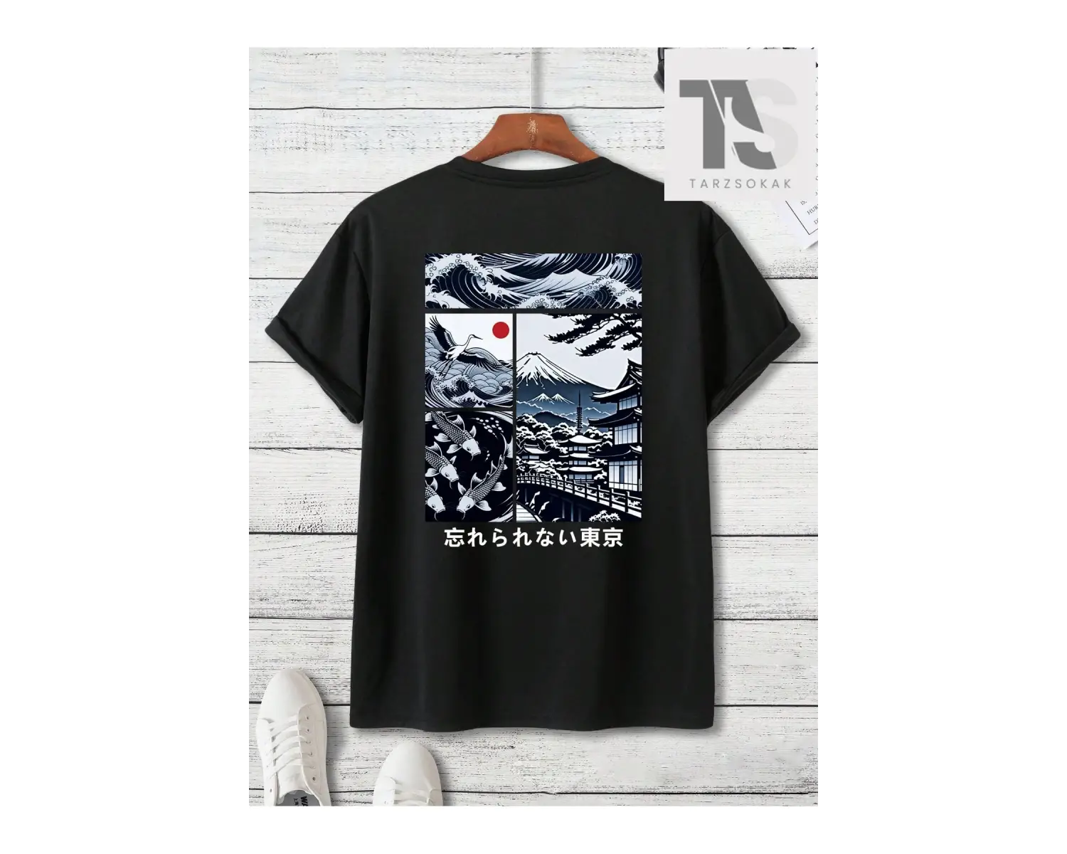 Erkek Heykel Baskılı Bol Tişört