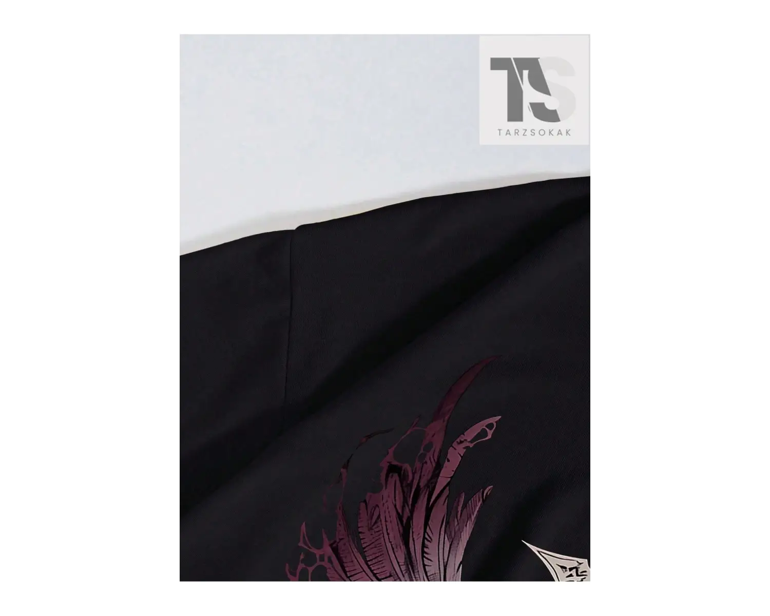 Erkek Kafatası ve Kanatlar Baskılı Tişört