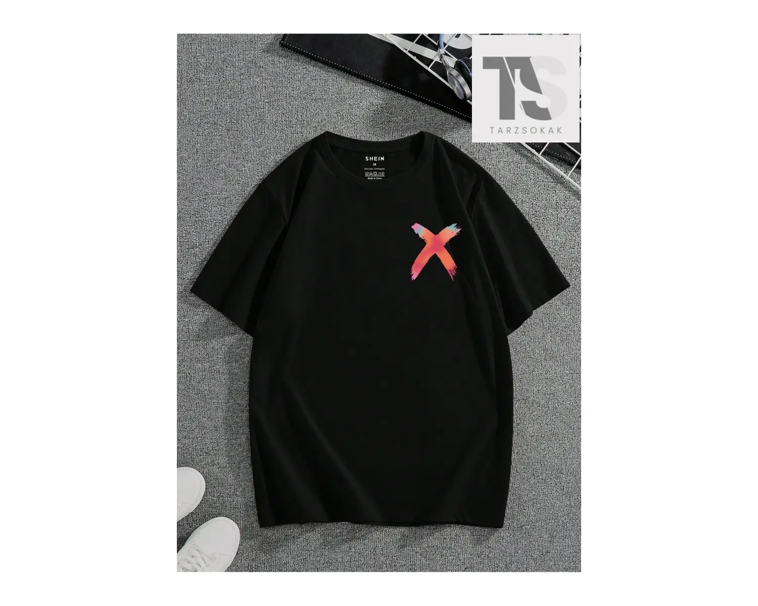 Erkek Kalp ve Ayı Desenli Tişört