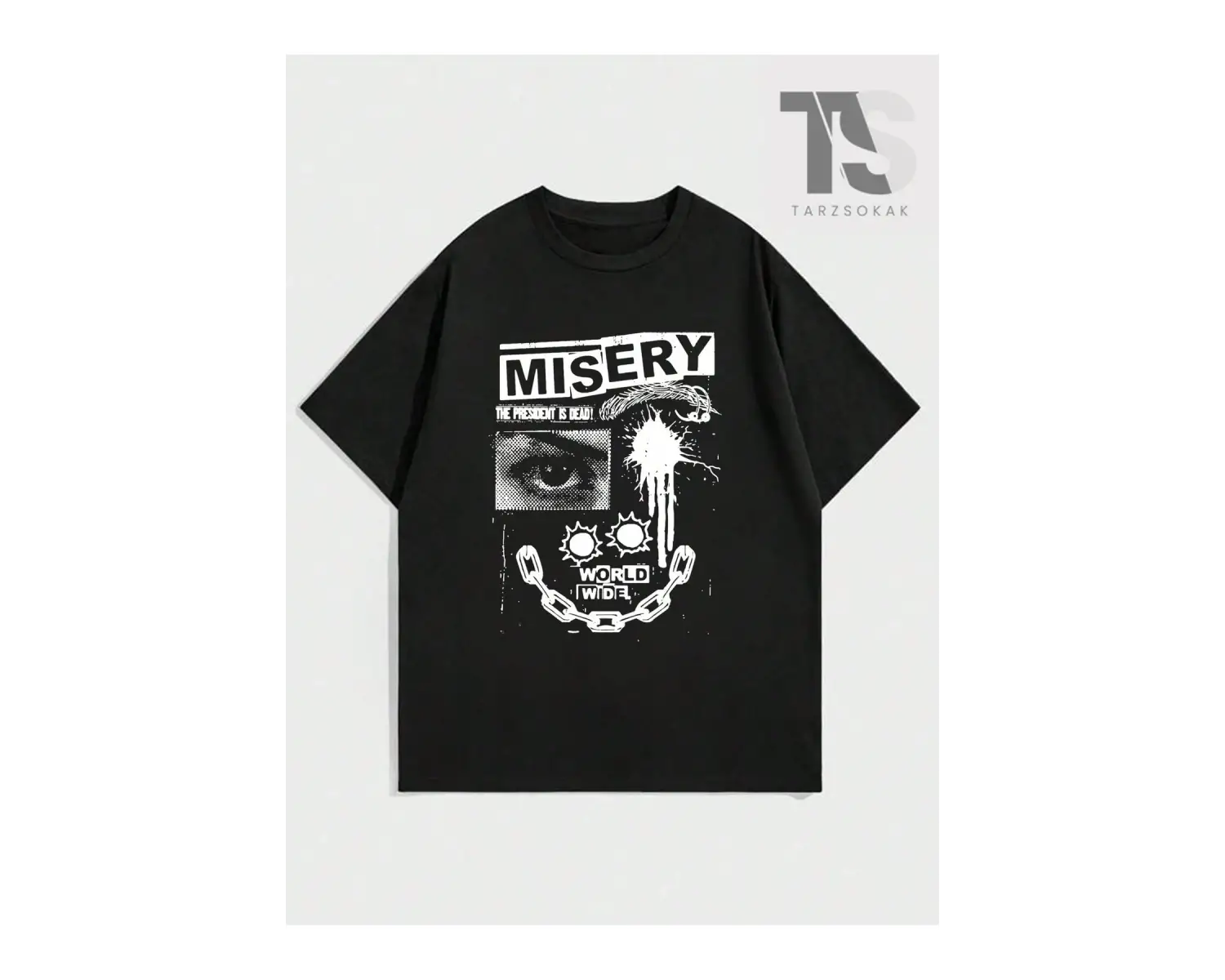 Erkek Karakter ve Harf Baskılı Tişört