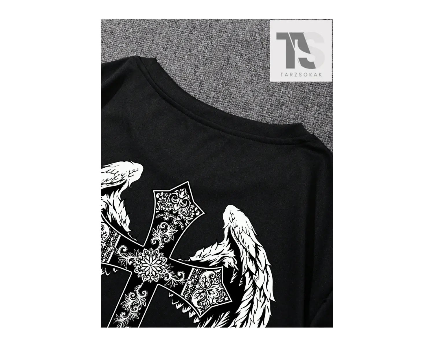 Erkek Karikatür & Slogan Grafikli Düşük Omuz Tişörtü