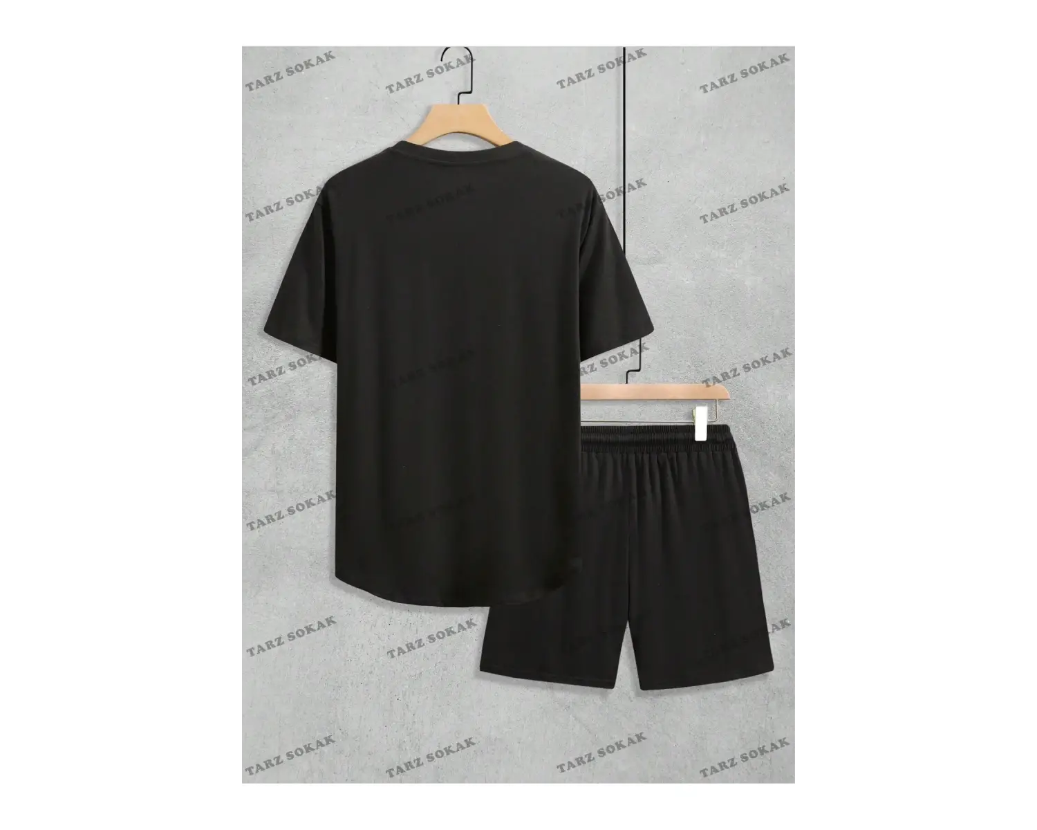 Erkek Kulaklık Baskı Kısa Kollu Tişört Ve Şort 2 adet/takım