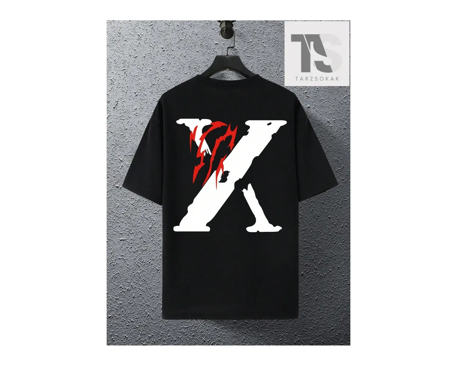 Erkek Melek Ve Slogan Baskılı Yuvarlak Yaka Tişört