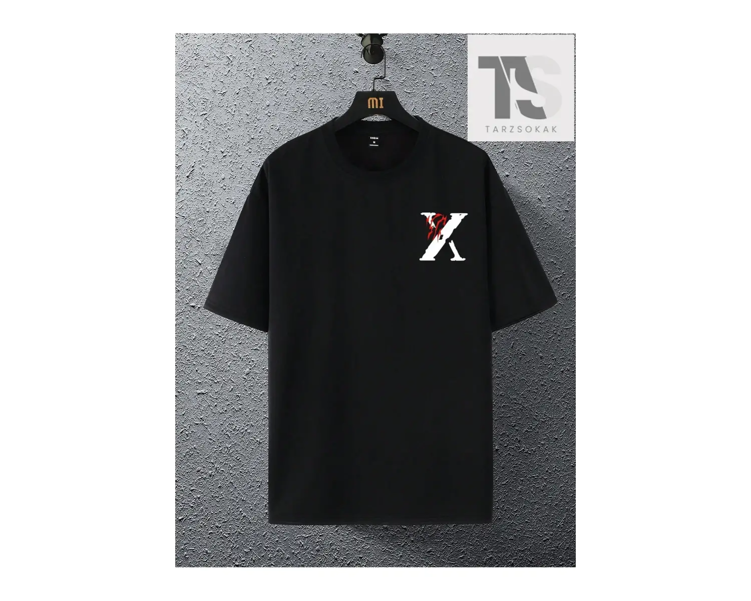 Erkek Melek Ve Slogan Baskılı Yuvarlak Yaka Tişört