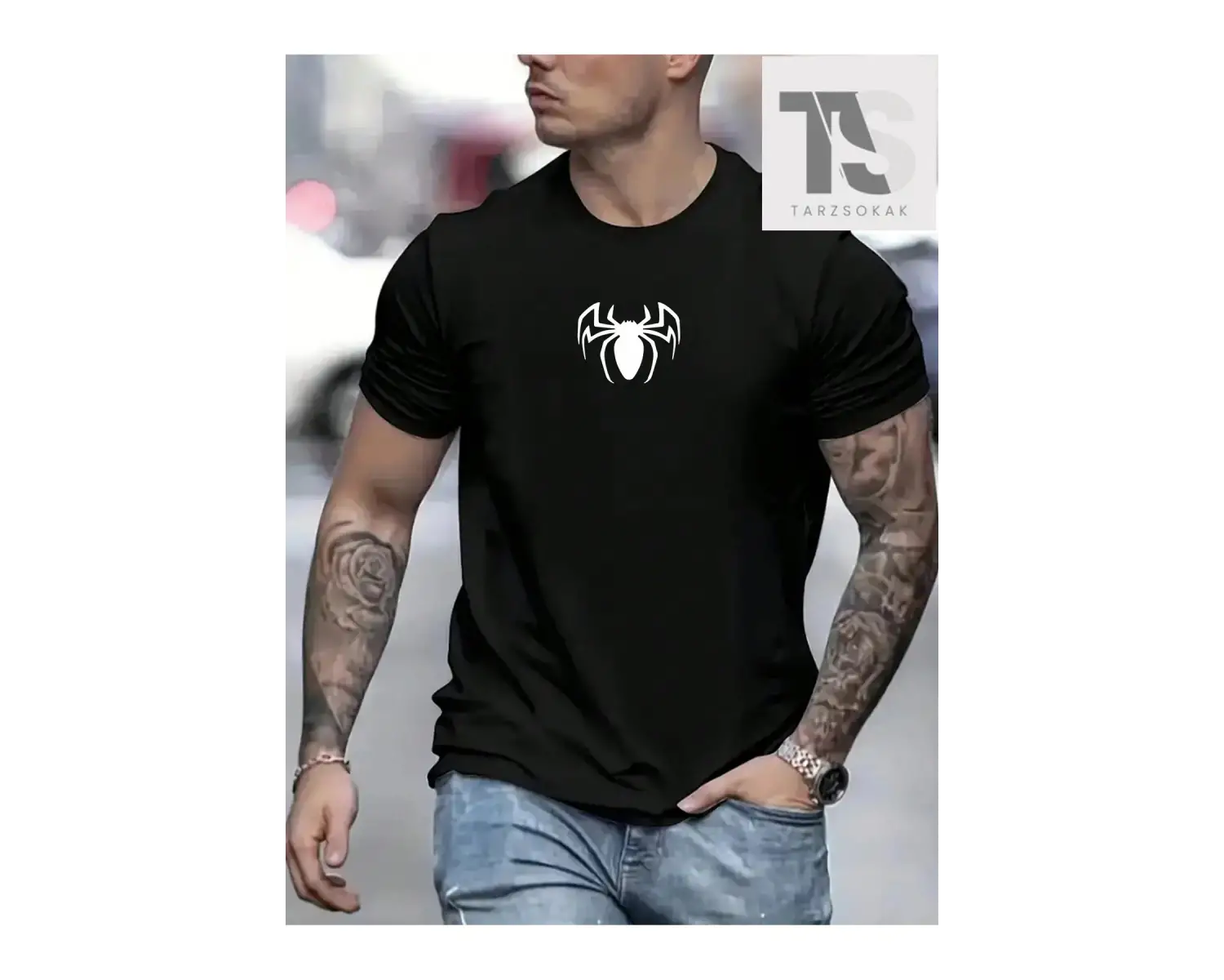 Erkek Mona Lisa ve Harfler Baskılı Tişört