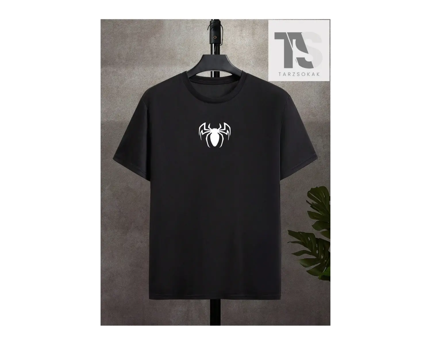 Erkek Örümcek Desenli Kısa Kollu Tişört