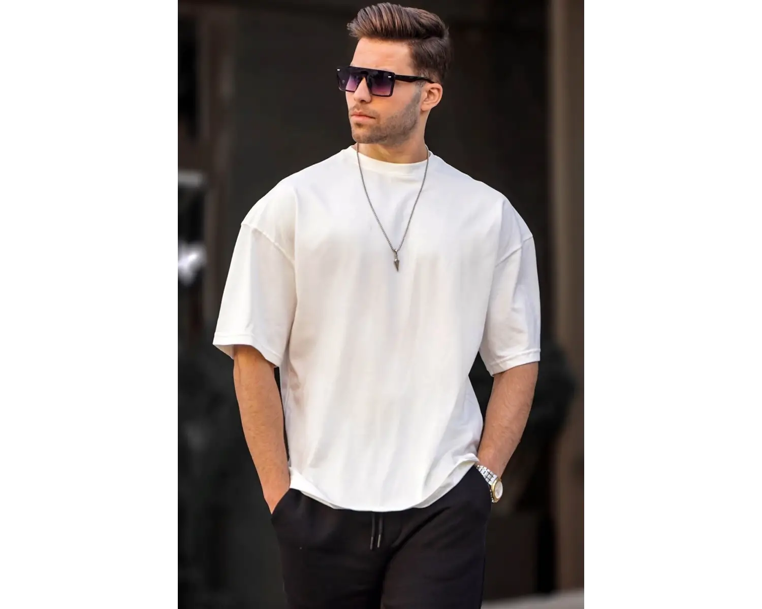 Erkek Oversize Basic Pamuklu Kısa Kollu