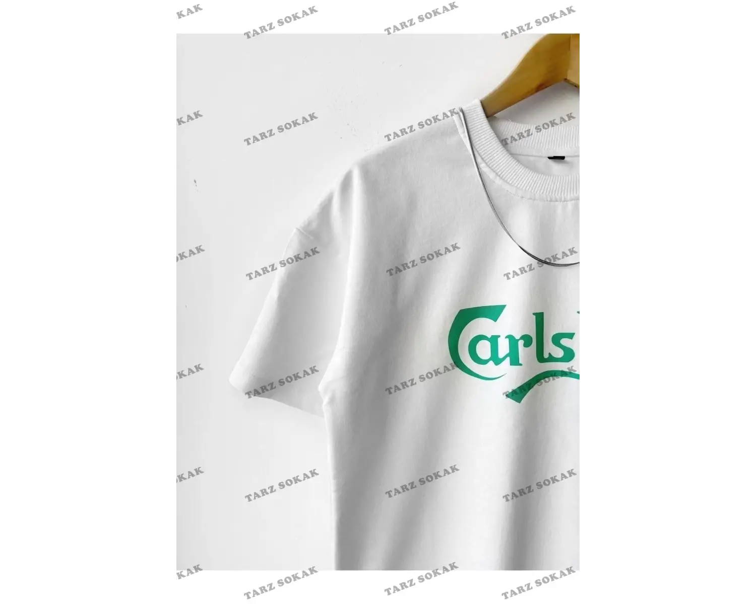 Erkek Oversize Calsberg Baskılı Bisiklet Yaka