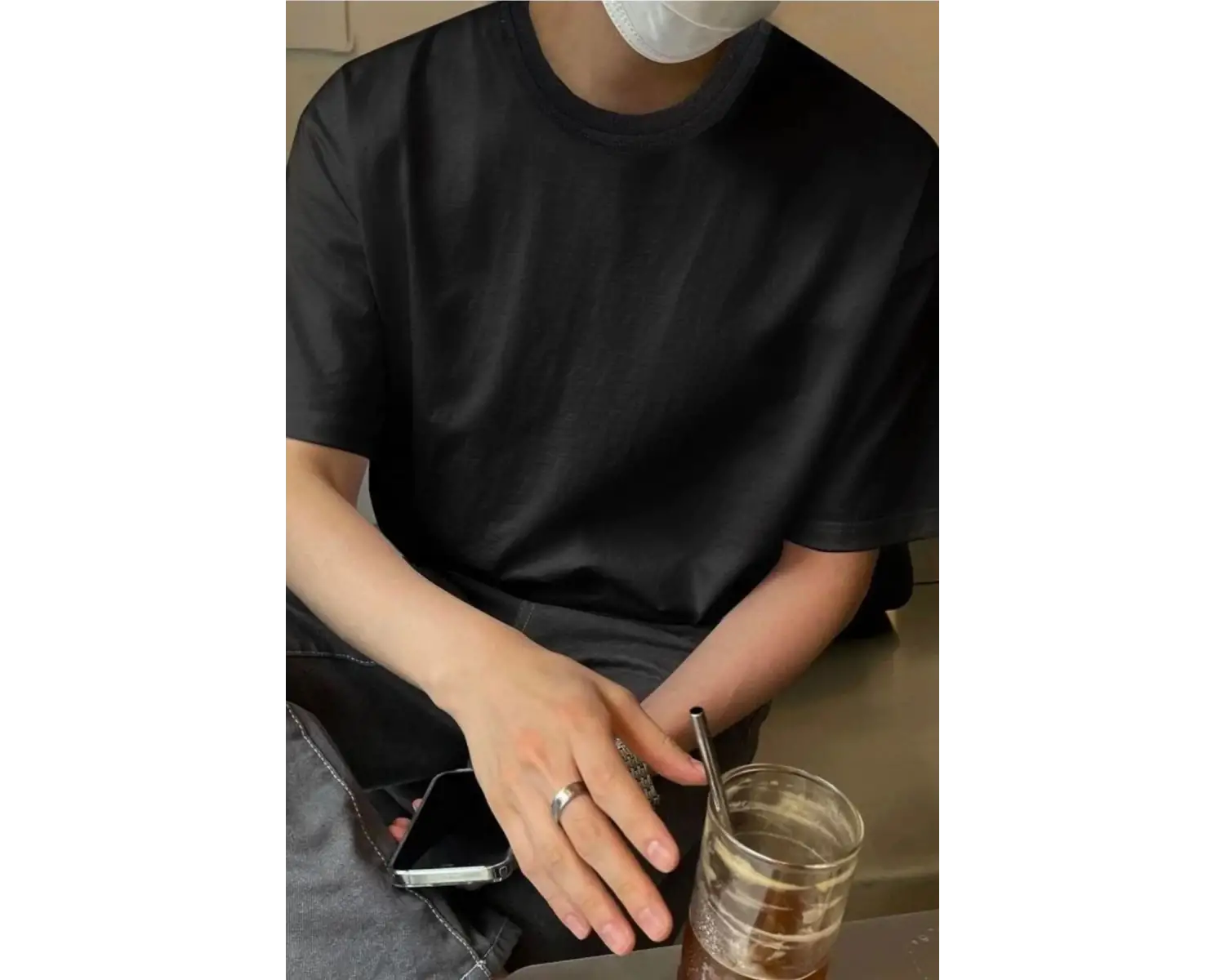 Erkek Oversize Kısa Kollu Bisiklet Yaka