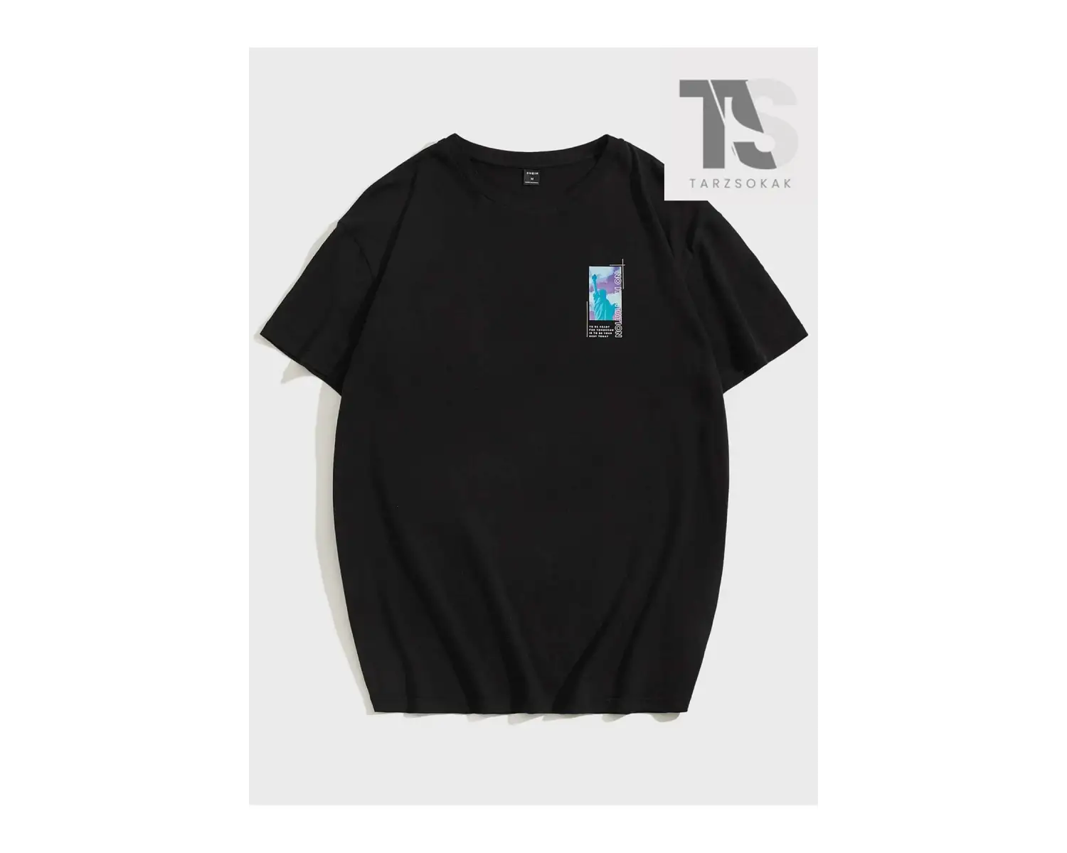 Erkek Pamuk Heykel & Sloganlı Grafik Tişört