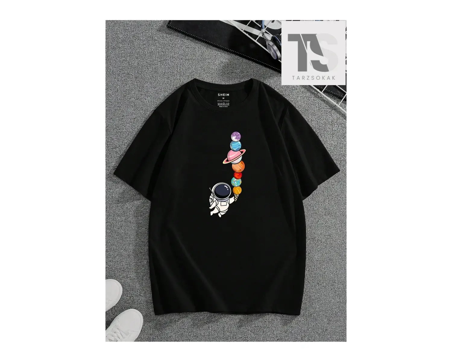 Erkek Pamuklu Gezegen Baskılı Tişört