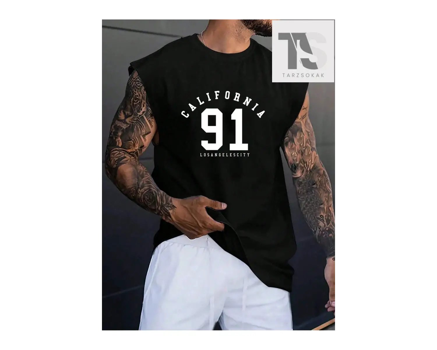 Erkek Pamuklu Harfli Grafik Tank Top