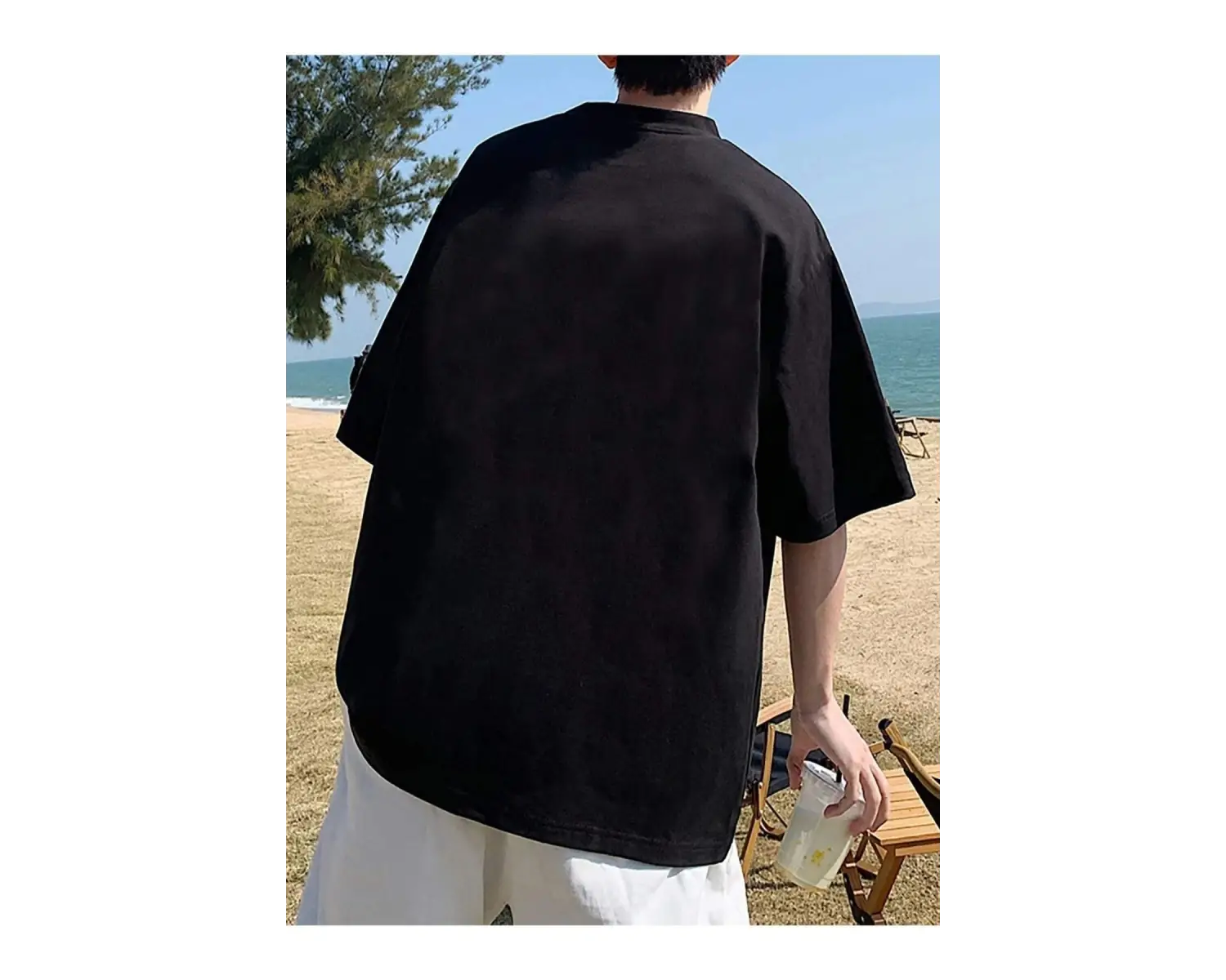 Erkek Siyah Numara Baskılı Bisiklet Yaka Tişört