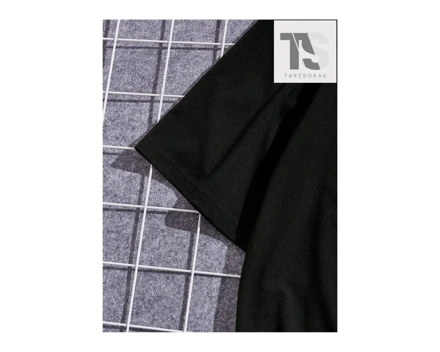 Erkek Siyah Örgü Yuvarlak Yaka Kısa Kollu Tişört