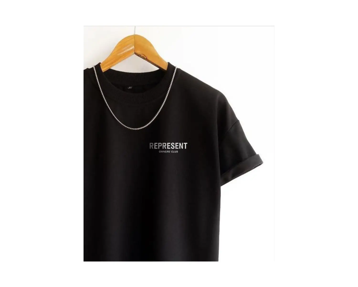 Erkek Siyah Premium Represent Baskılı Oversize Bisiklet Yaka Kısa Kollu Tişört