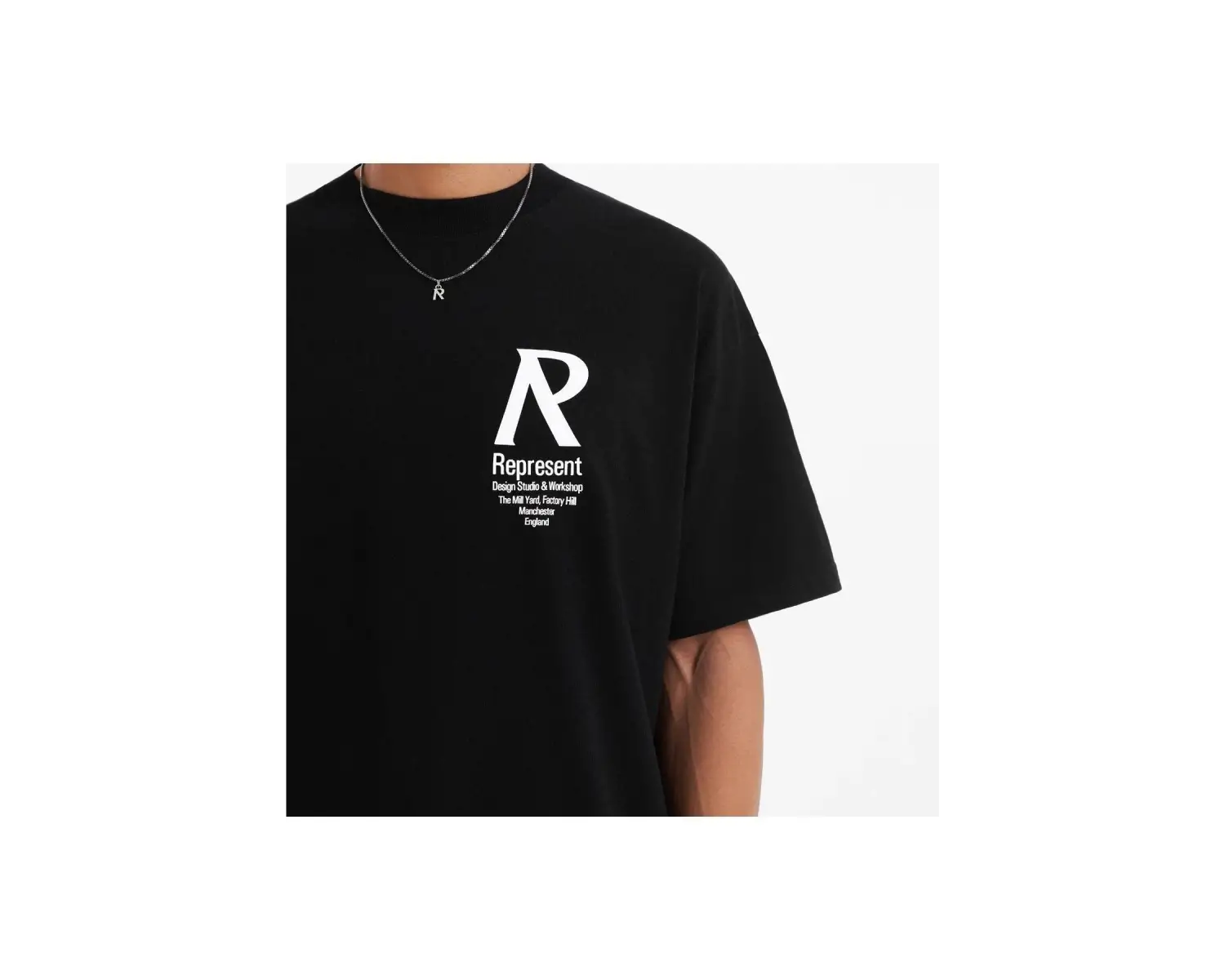 Erkek Siyah Represent Baskılı Bisiklet Yaka Tshirt