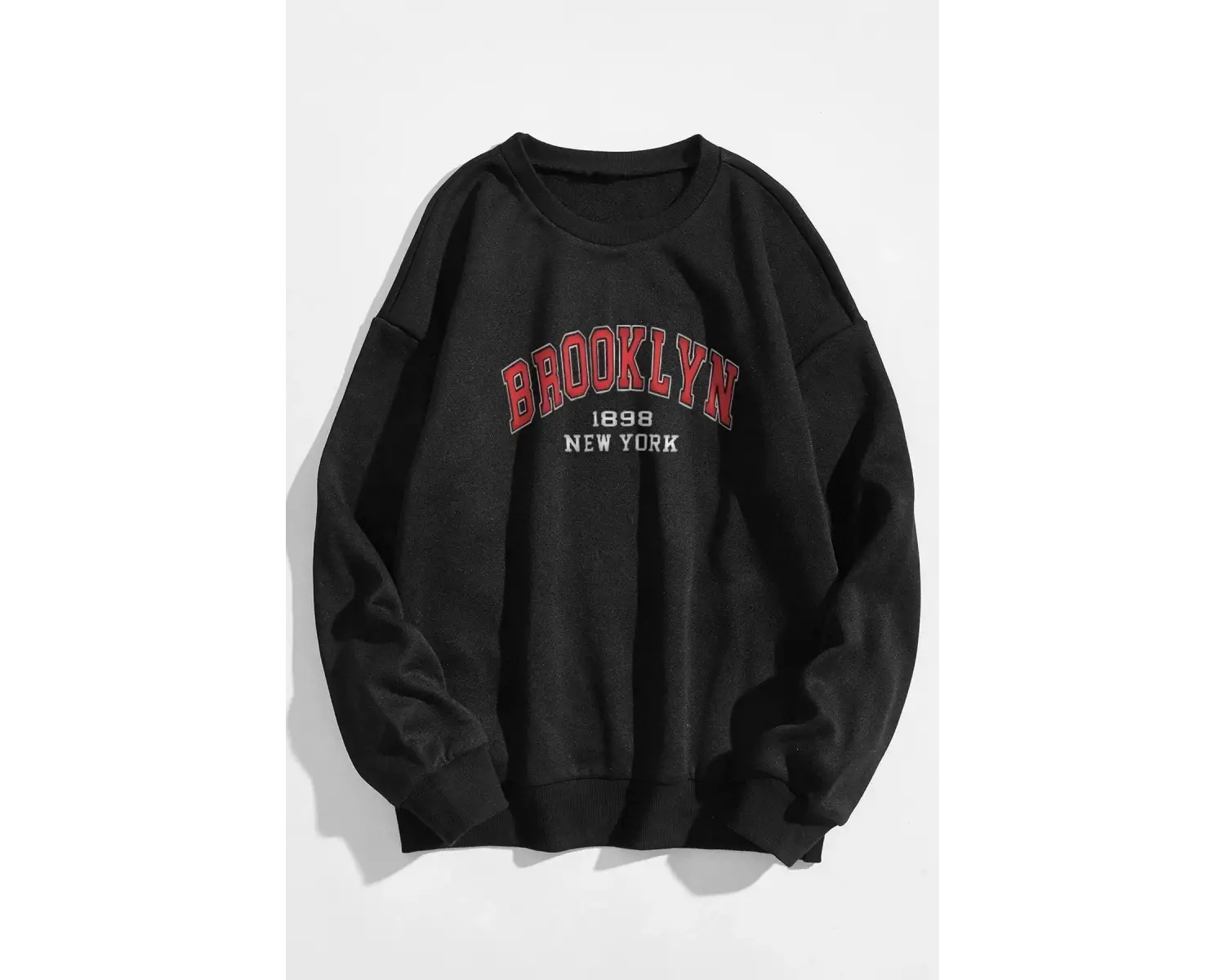 Erkek Siyah Ters Brooklyn Baskılı Kapüşonlu Sweatshirt TERSBROOKLYNSWEATSHİR