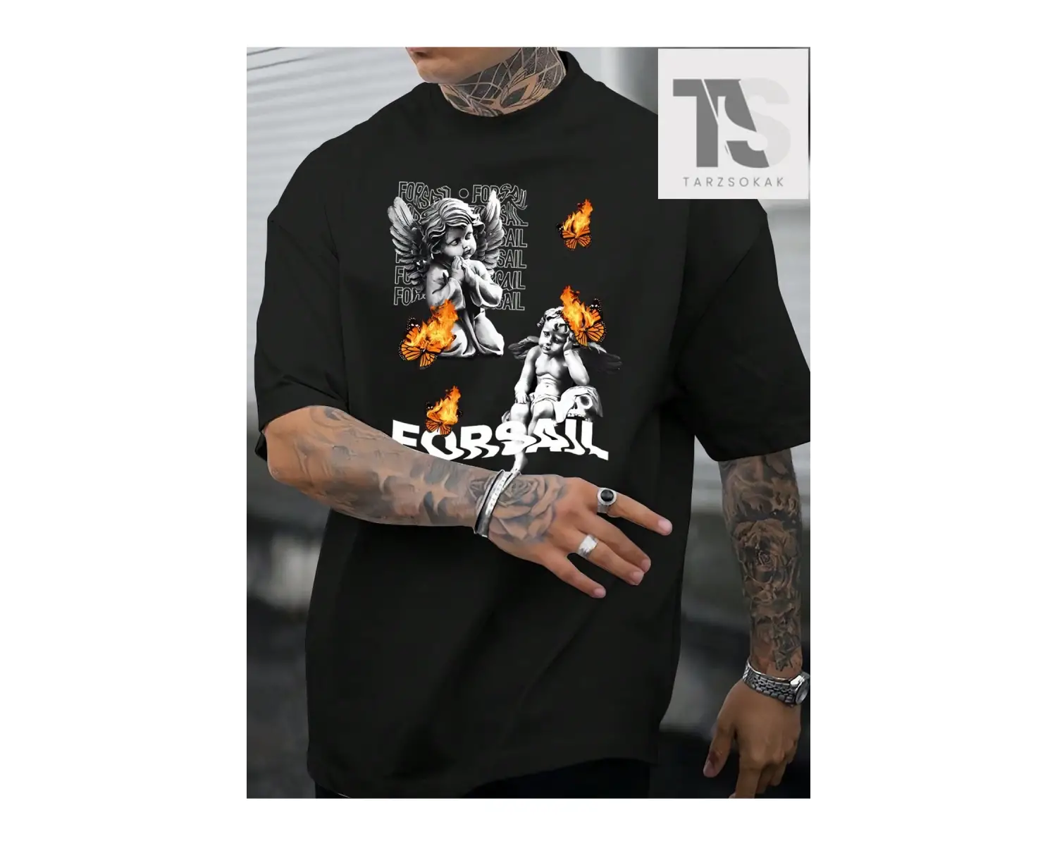 Erkek Slogan Baskılı Kısa Kollu Tişört