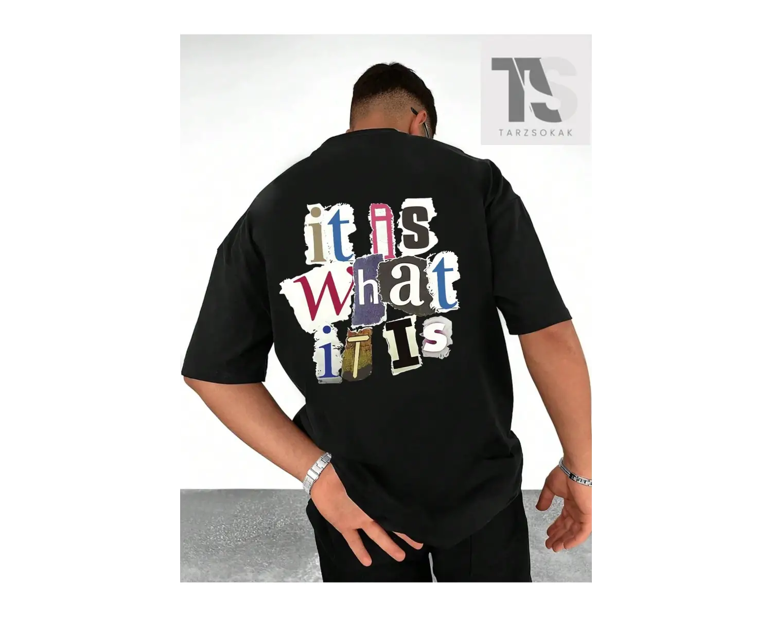 Erkek Slogan Baskılı Kısa Kollu Tişört