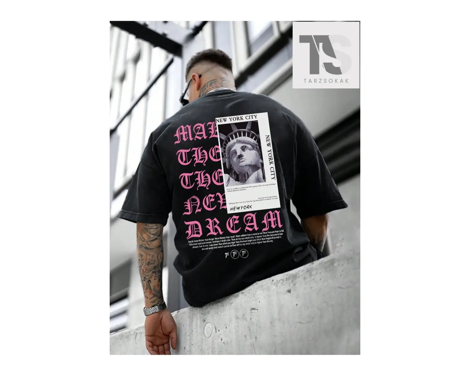 Erkek Slogan Baskılı Kısa Kollu Tişört