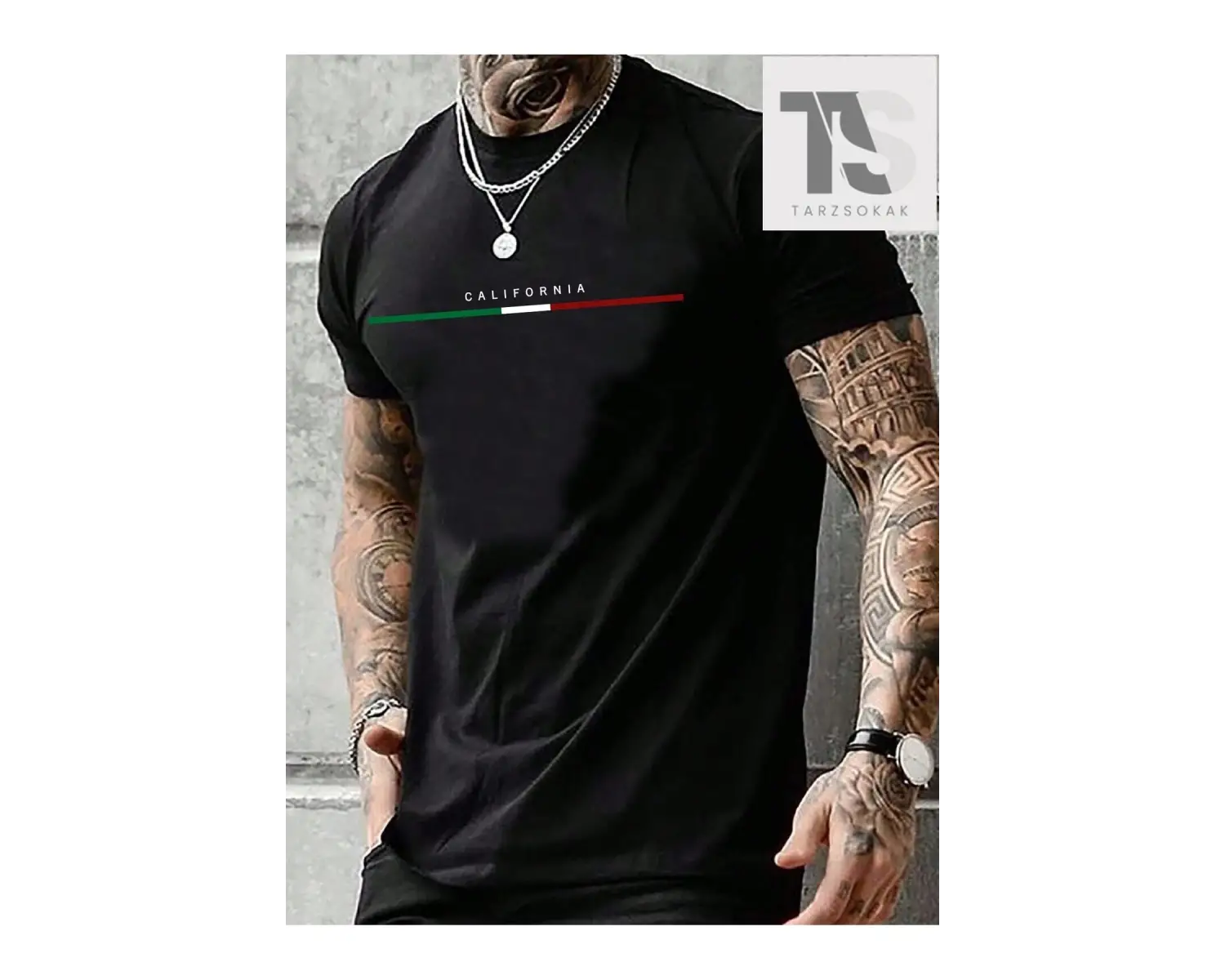 Erkek Slogan Baskılı Yuvarlak Yaka Tişört