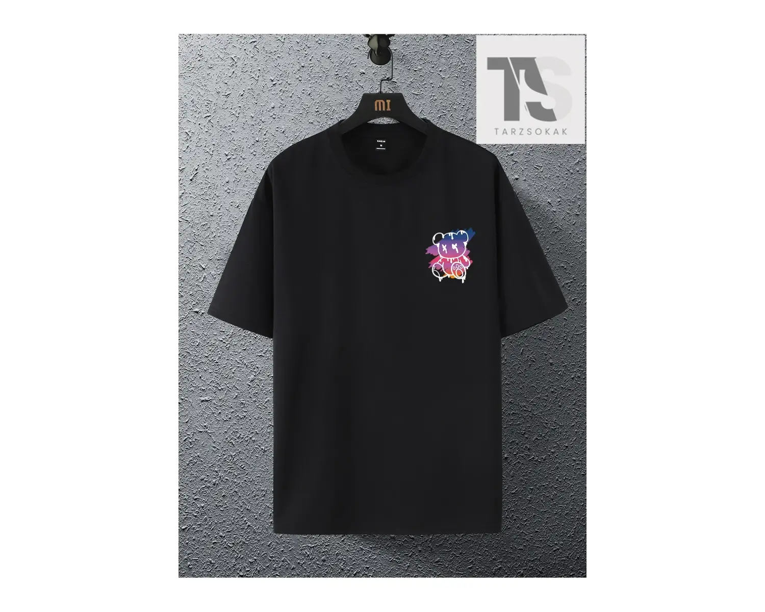 Erkek Slogan Grafikli Düşük Omuz Tişörtü