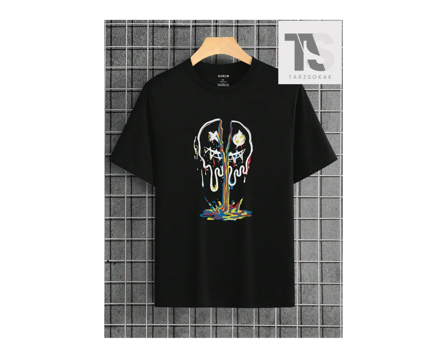 Erkek Slogan ve Şekil Grafikli Düşük Omuz Tişörtü