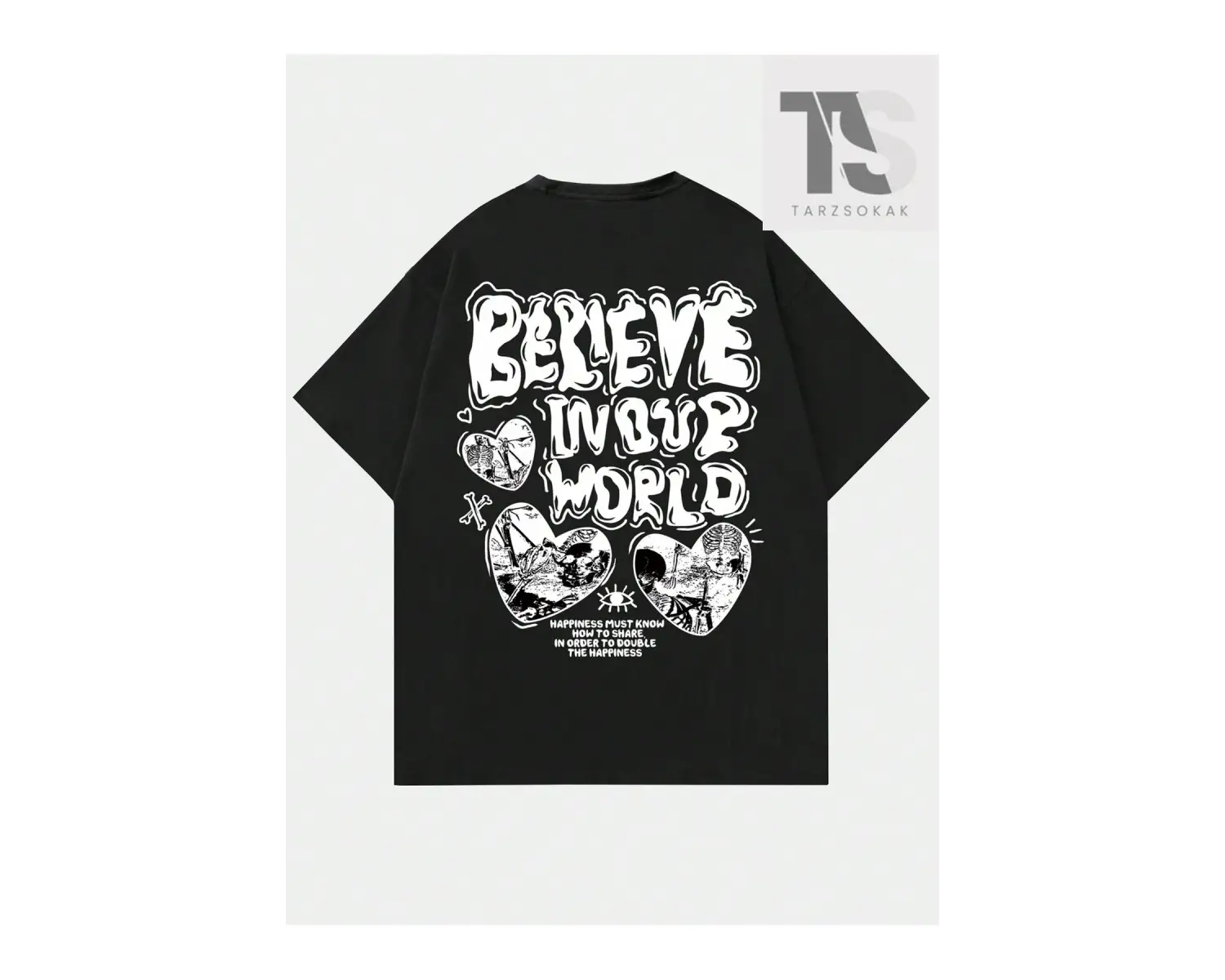 Erkek Sloganlı ve Karikatür Grafikli Tişört