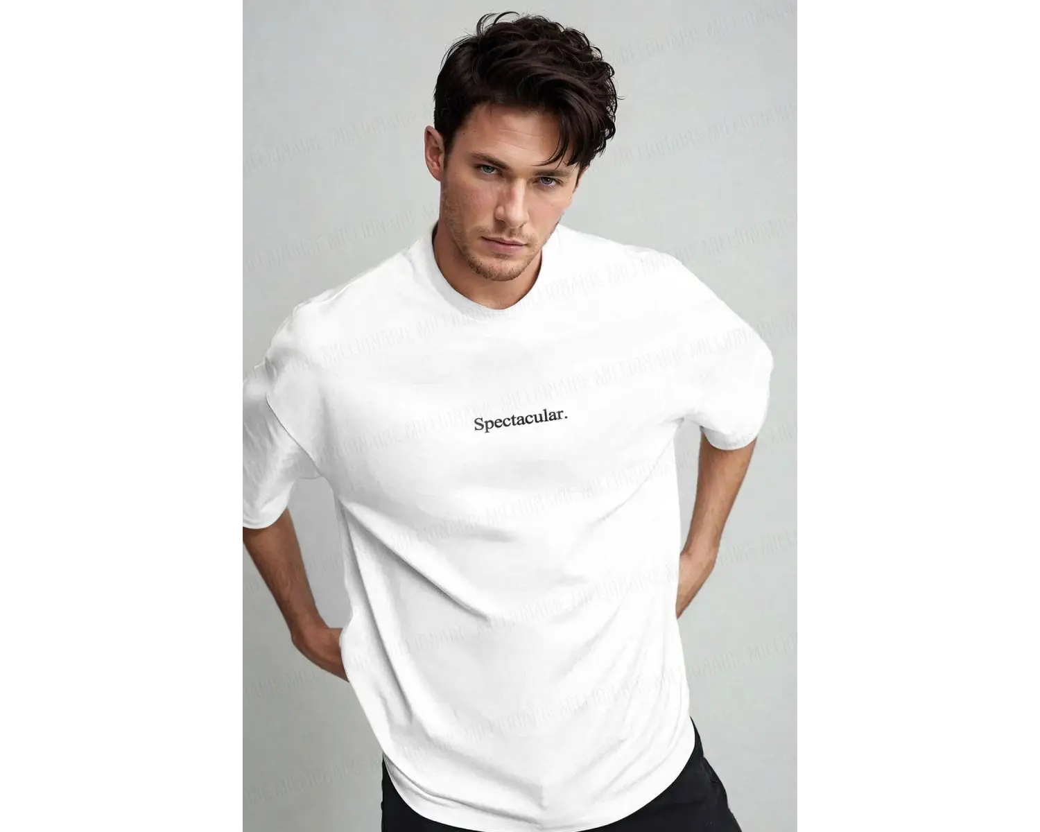 Erkek Spectacular Beyaz Bisiklet Yaka Oversize Salas