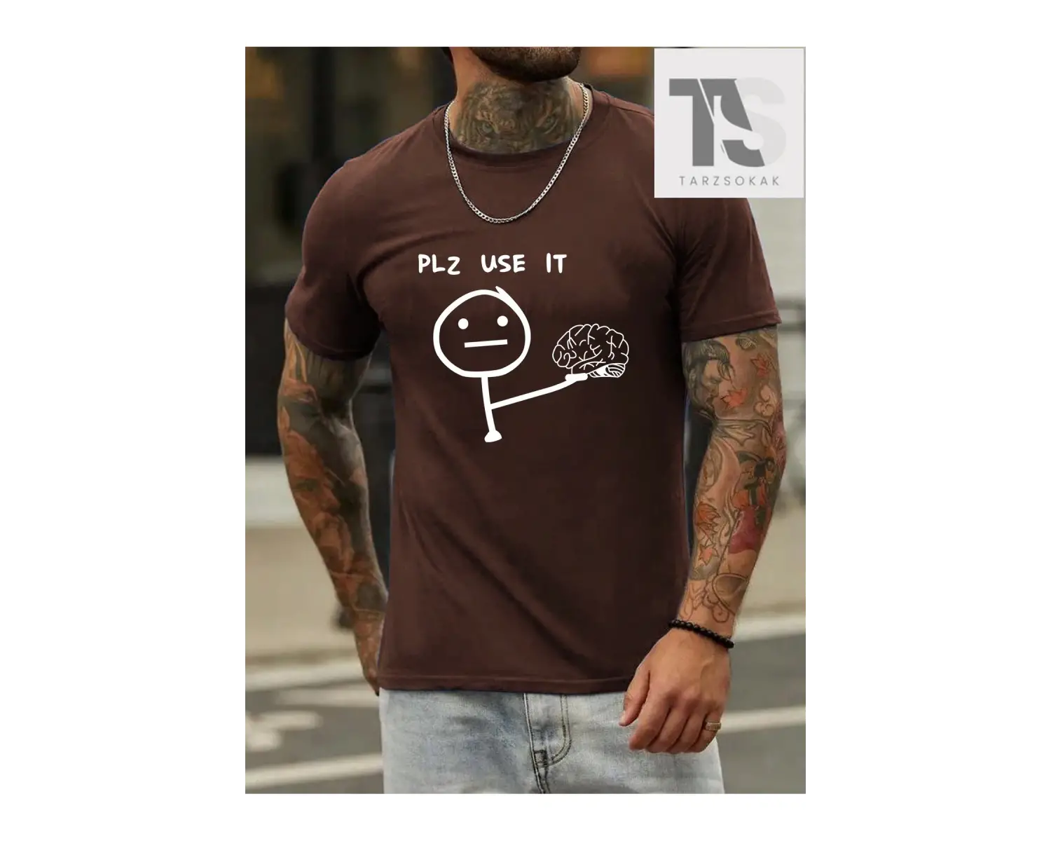 Erkek Tropikal Ve Harf Grafikli Tişört