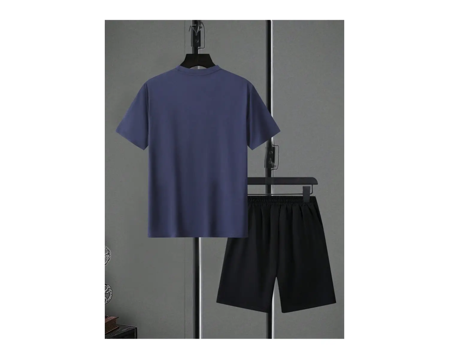 Erkek Yaz Kısa Kollu Tişört ve Şort Takımı Geometrik Desenli Baskılı