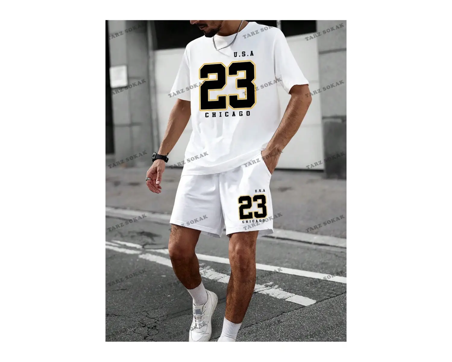 Erkek Yazılı Baskılı Kısa Kollu Tişört Ve Şort Takım