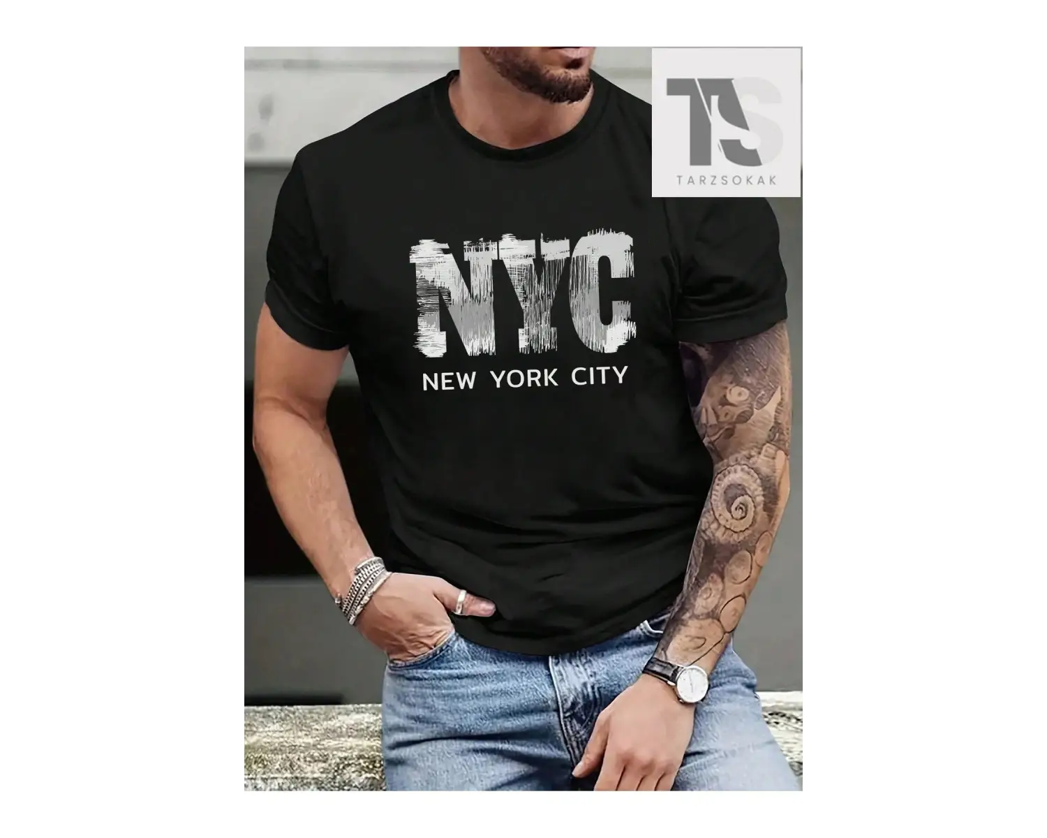 Erkek Yazılı Baskılı Tişört