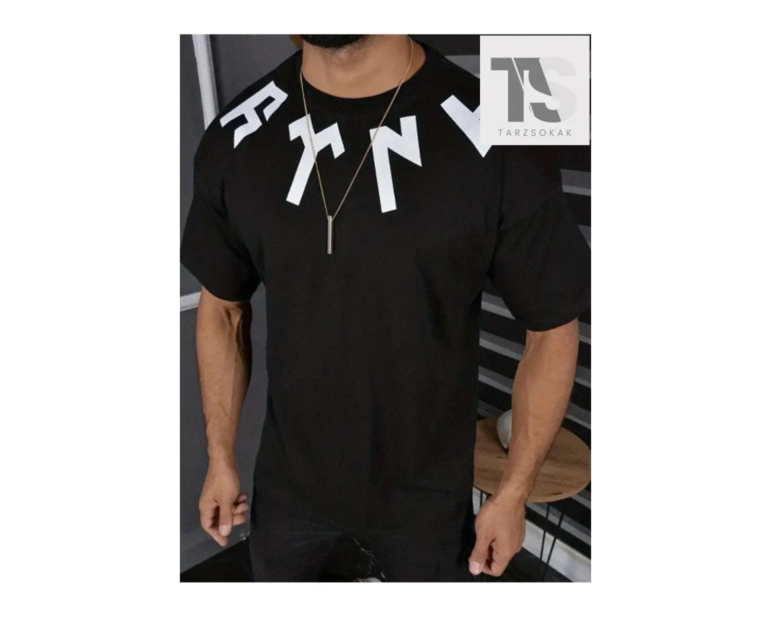 Erkek Yazılı Yuvarlak Yaka Tişört