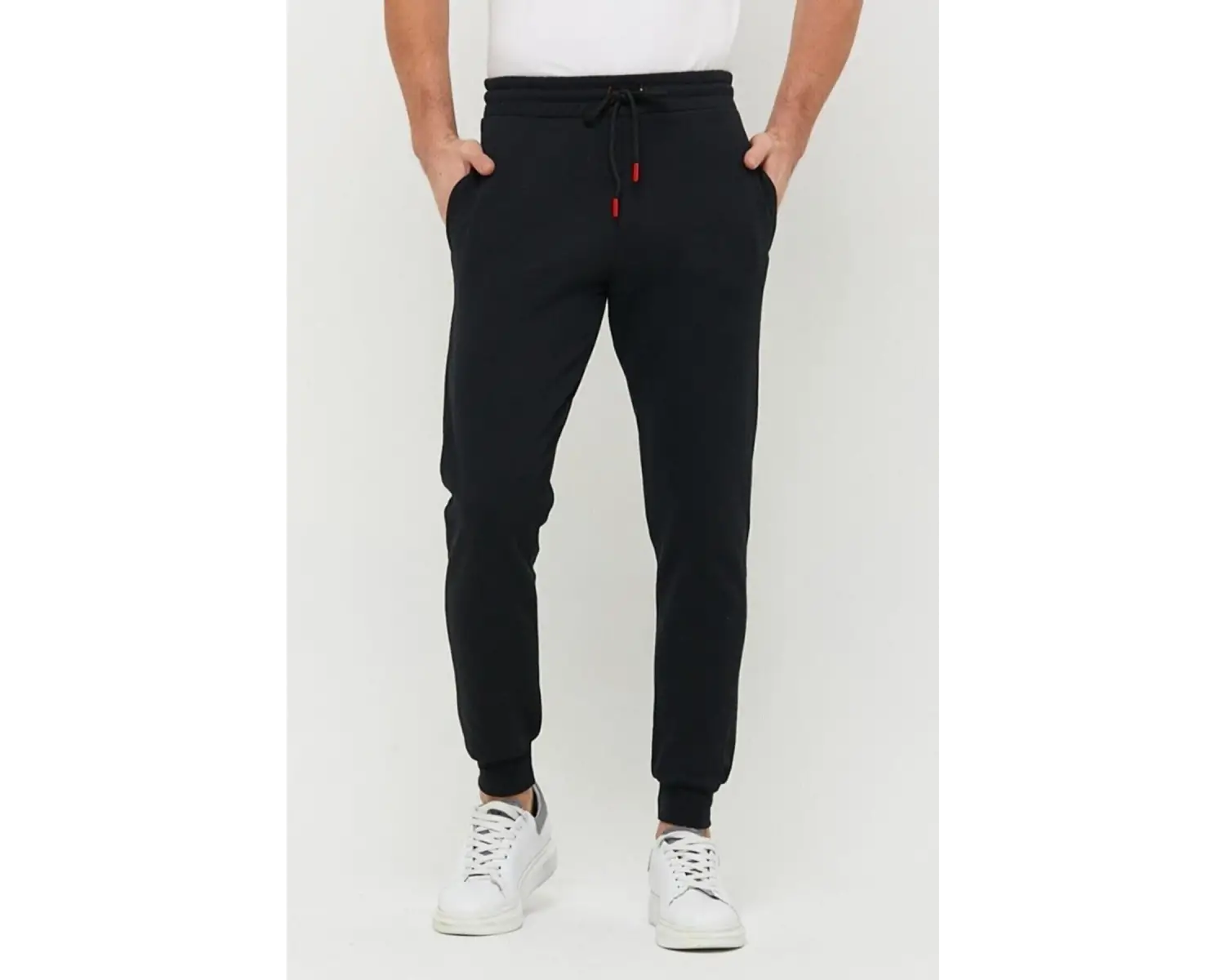 Erkek Yazlık Eşofman Altı Dar Paça Jogger Siyah Pamuklu Kumaş RLX044513